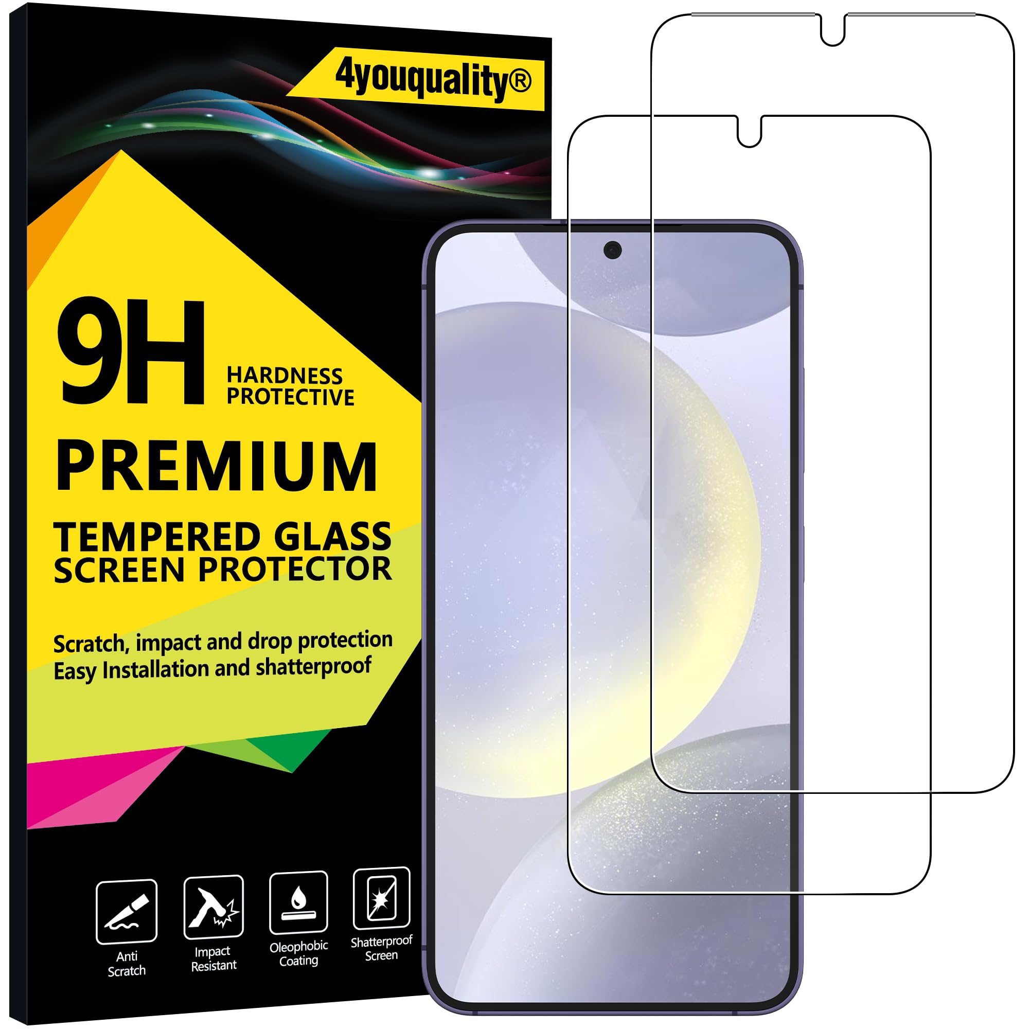 Premium Tempered Glass Screen Protector for Samsung Galaxy S25/S24 5G (6.2-Inch) - 2 Pack - Anti-Scratch, Impact Resistant with Lifetime Warranty - Perfect for Everyday Use, Gaming and Outdoor Activities