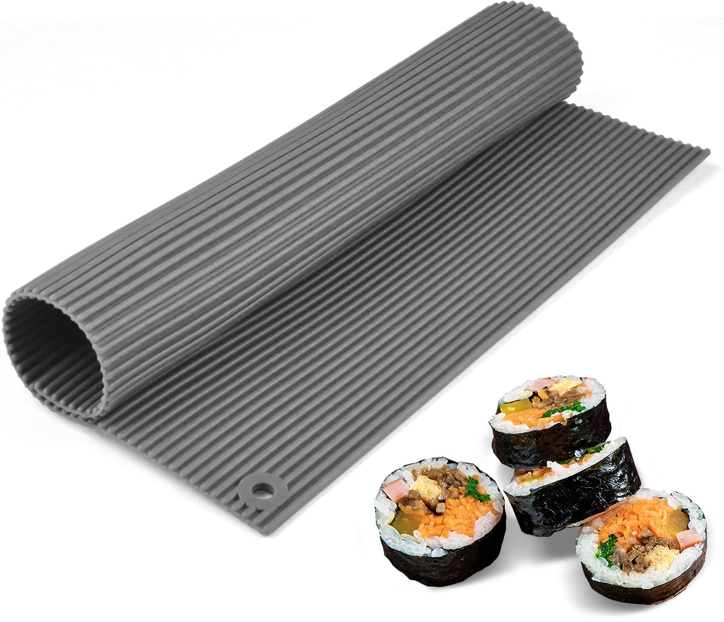 Carrotez Premium Silicone Sushi Rolling Mat - Non-Stick Kimbap Roller for Beginners, Dishwasher Safe & Reusable - Modern Grey Sushi Maker for Homemade Sushi, Kimbap, California Rolls & Party Platters