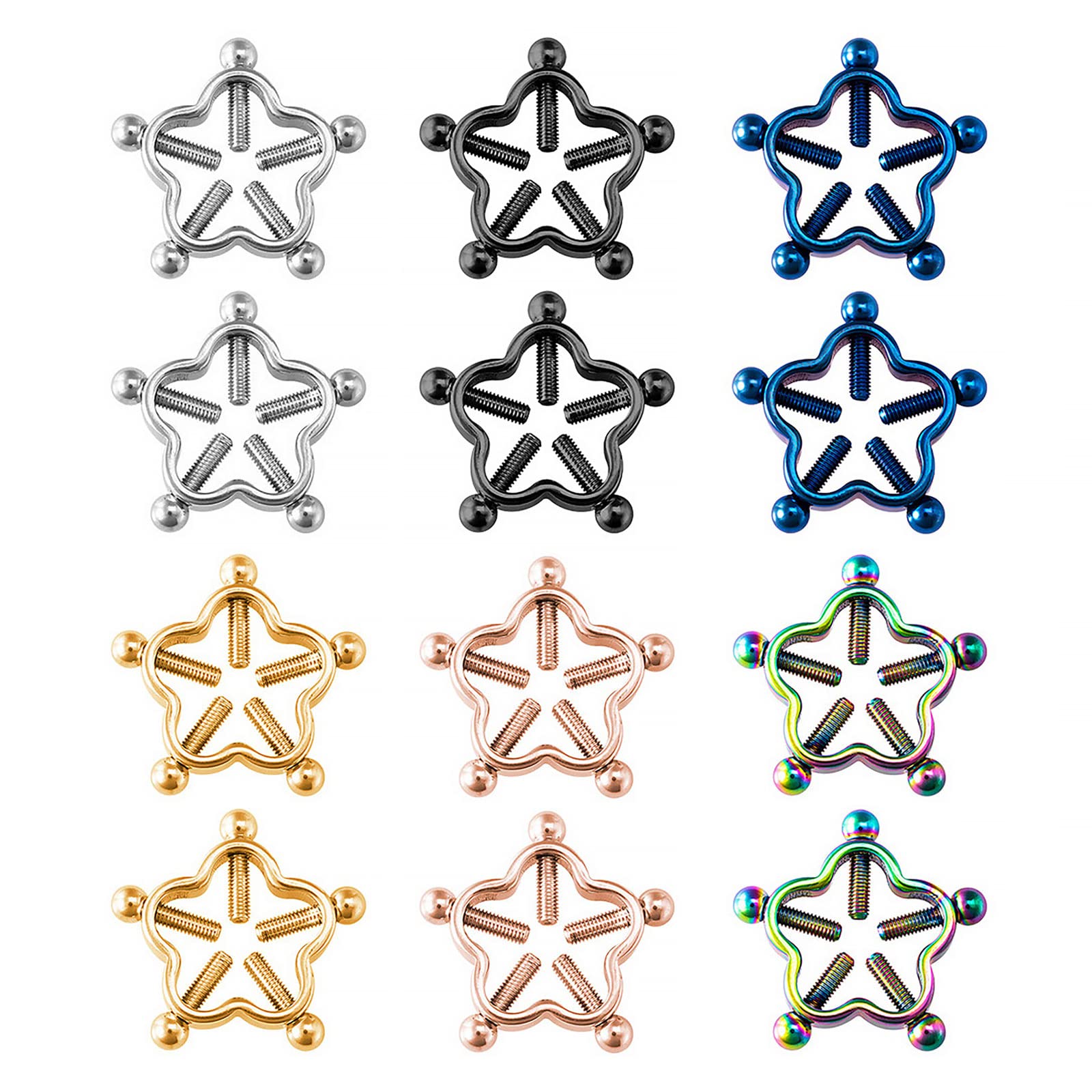 Faux Nipple Rings Non-Piercing Clamps - Adjustable Stainless Steel for Sensual Play