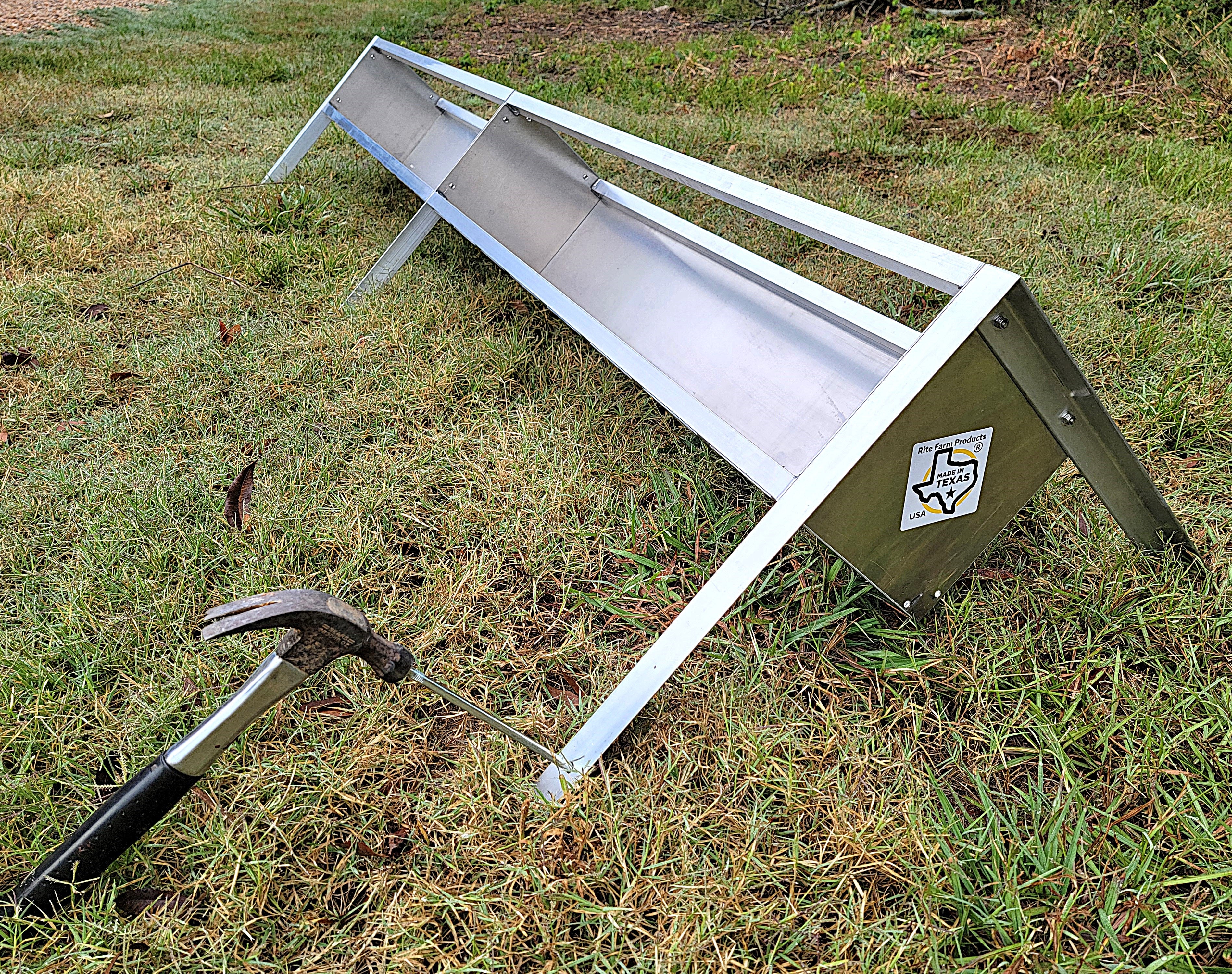 8 Ft Welded Aluminum Sheep & Goat V Trough Feeder - Heavy Duty Livestock Feeder with Anchors - Durable USA Made Farm Equipment for Pasture, Barn & Ranch Use