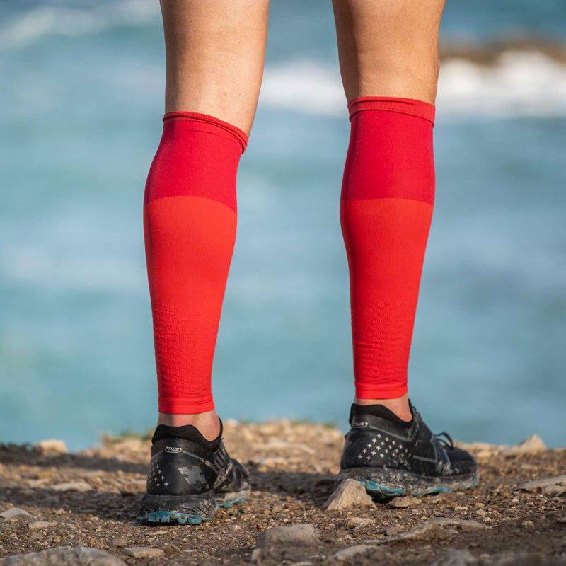 Compressport Unisex R2V2 Compression Calf Sleeves - Red (SU00002B_300) for Running, Cycling & Sports Recovery