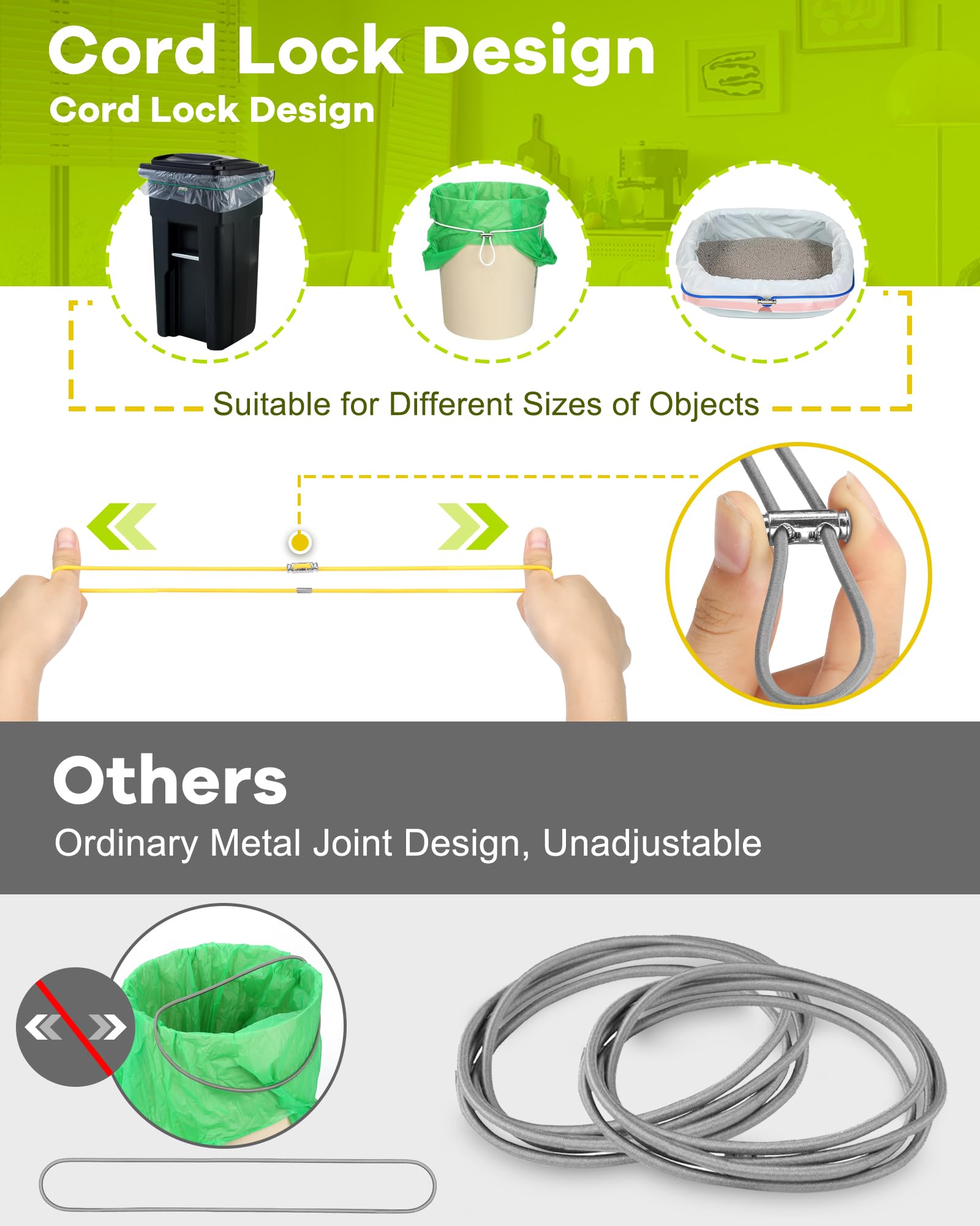 Adjustable Rubber Trash Can Bands - Heavy Duty Garbage Can Straps for 8-33 Gallon Cans, Secure Lid Holder for Kitchen, Outdoor & Party Use - Perfect for Picnics, Camping & Home Organization