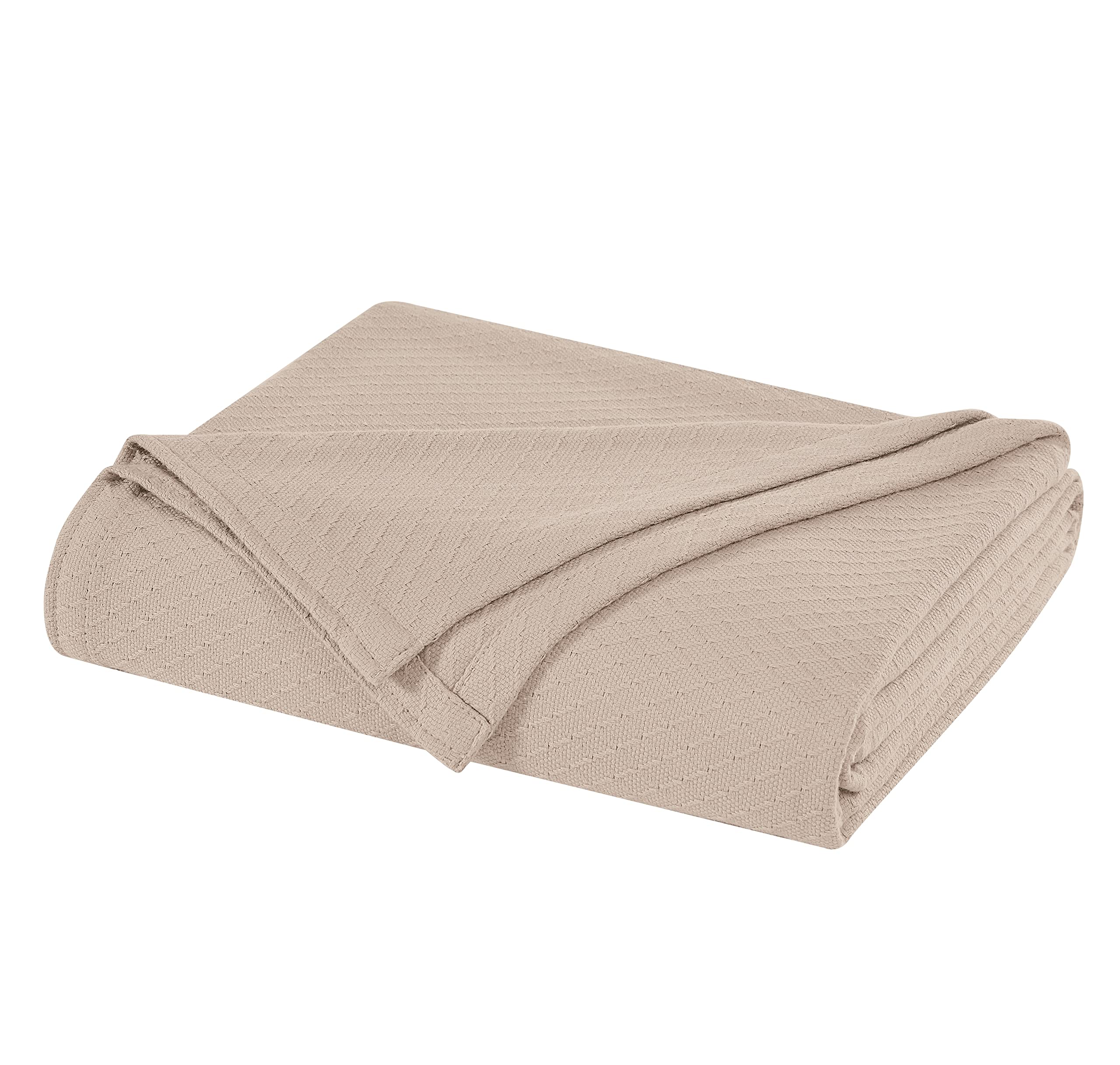 Premium Woven Cotton Blanket - King Size Soft Beige Throw for Bed, Sofa & Travel - Charisma Deluxe Collection