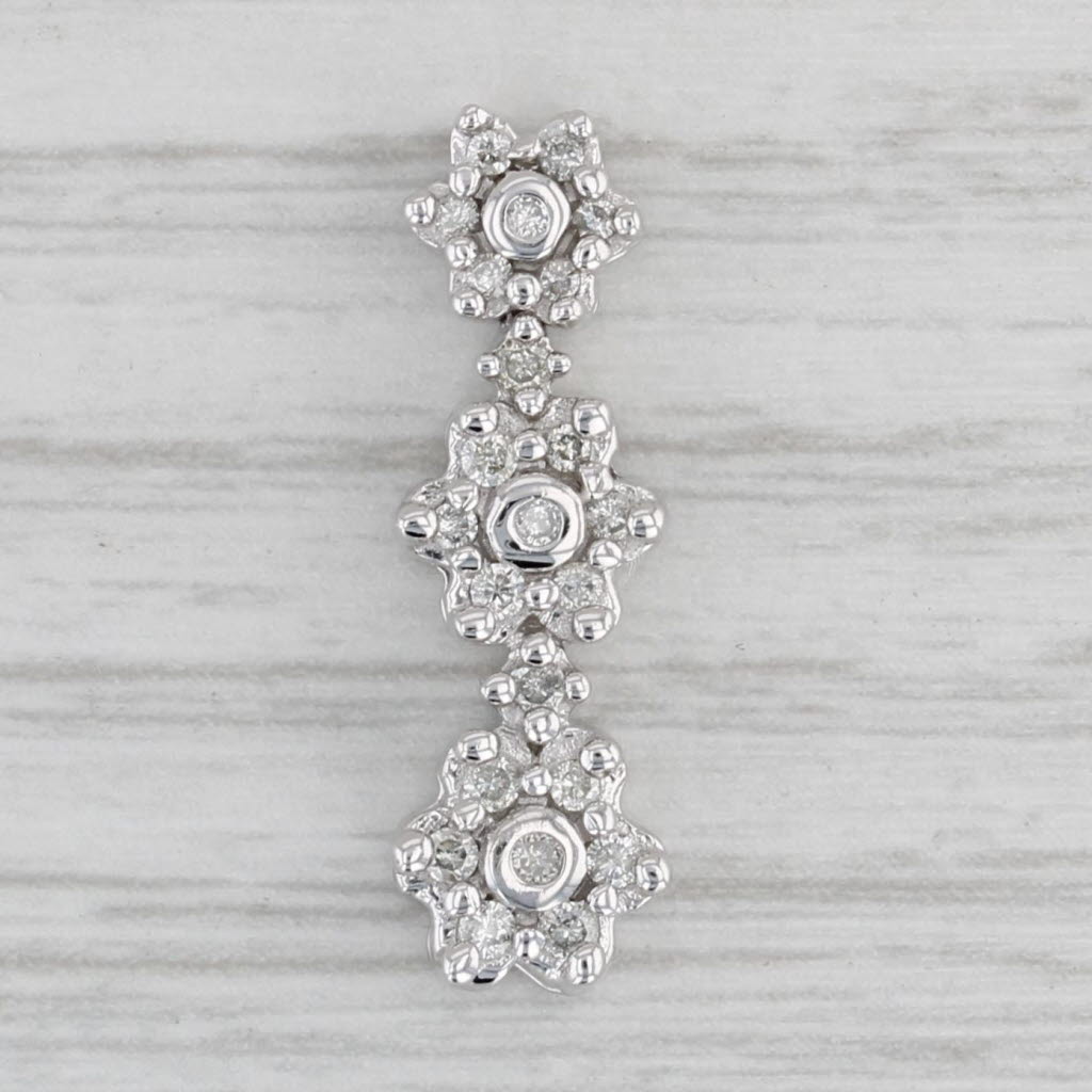 0.22ctw Diamond Flower Cluster Journey Pendant in 14k White Gold - Elegant Necklace for Anniversary, Wedding & Special Occasion Gifts