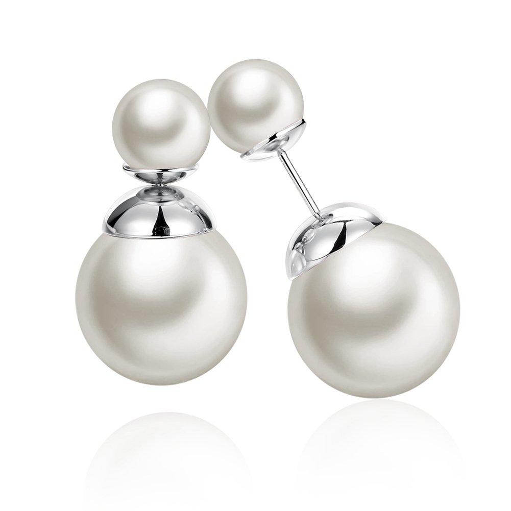 Elegant Double Sided Pearl Earrings for Women - Perfect for Work & Parties