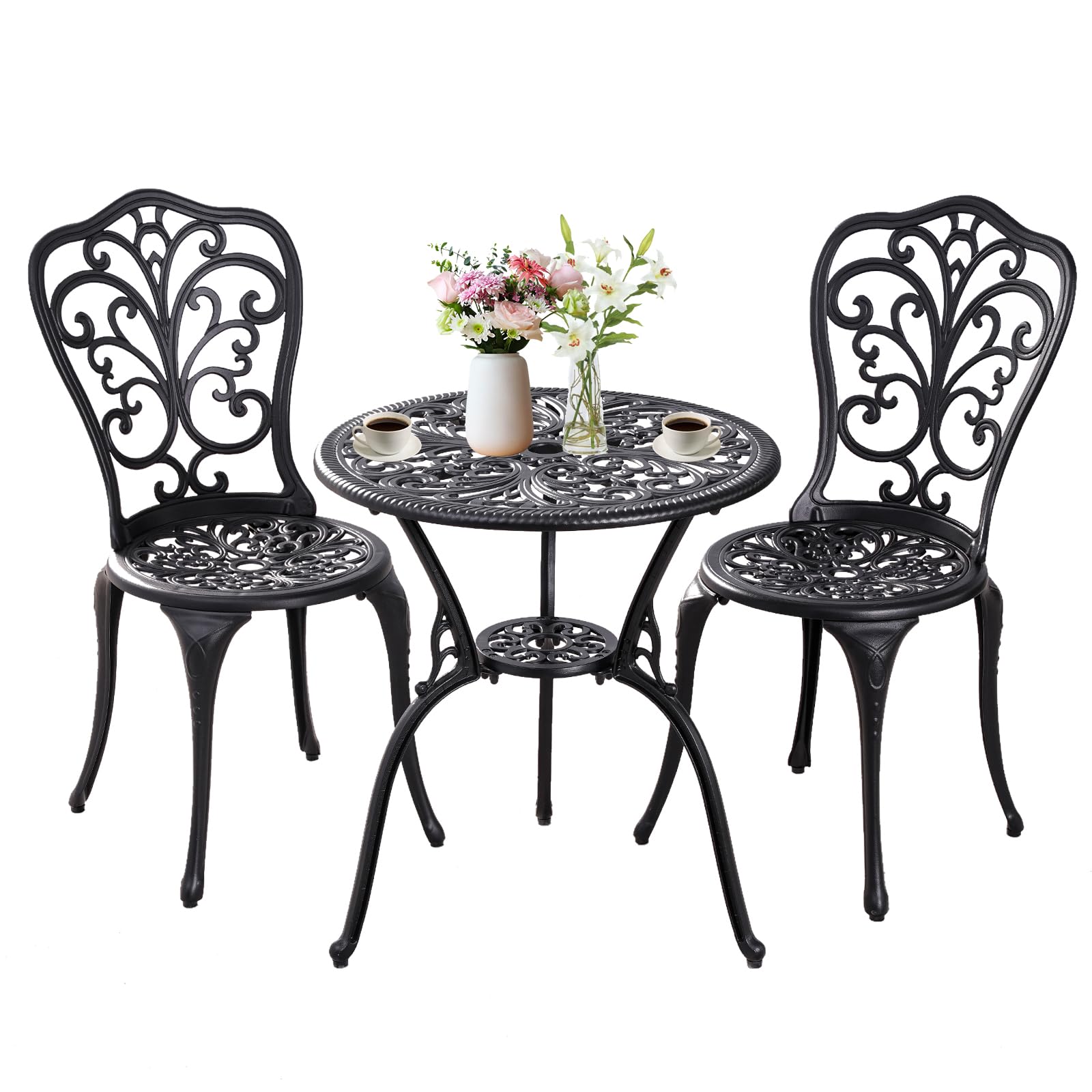3-Piece Patio Bistro Set - Cast Aluminum Outdoor Table & 2 Chairs with 1.97