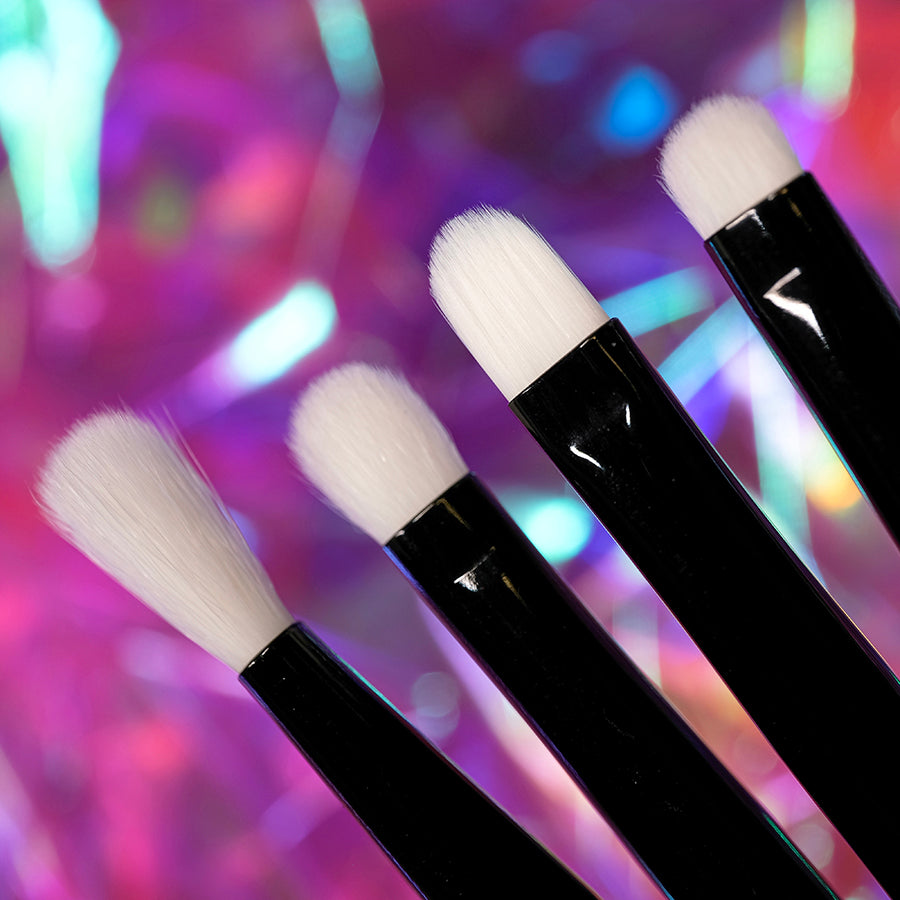 Badtothebrow x Light Scatters Makeup Brush Set (4-Piece) - Professional Vegan Makeup Brushes for Foundation, Blending & Contouring - Perfect for Everyday Makeup & Travel Kit