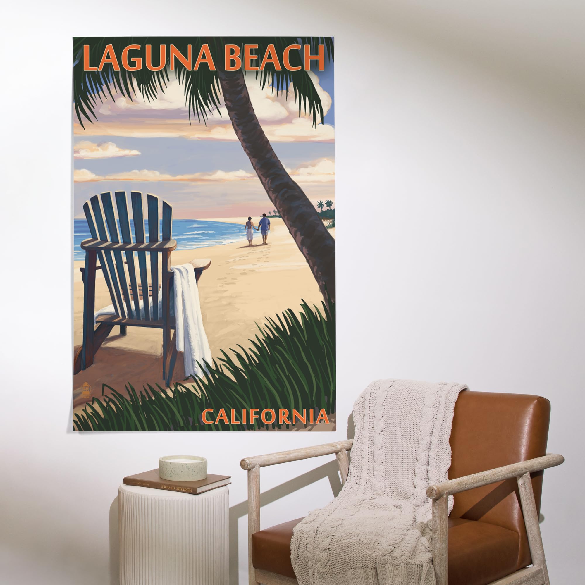 Lantern Press 36x54 Inch Giclee Art Print - Laguna Beach California Sunset with Adirondack Chairs - Premium Wall Decor for Living Room, Bedroom & Office