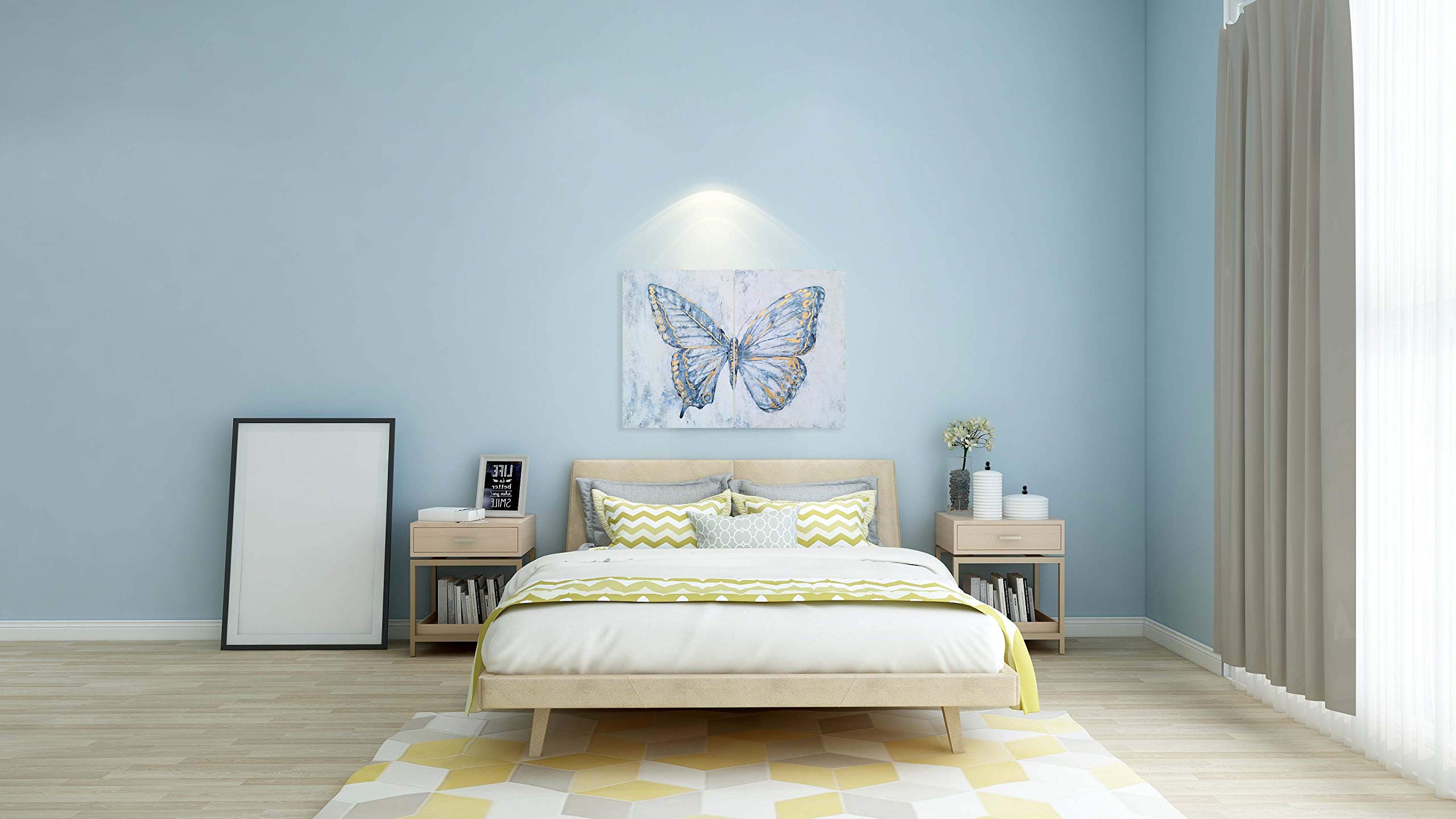 Hand Painted Blue & White Butterfly Canvas Wall Art Set of 2 - Modern Abstract Animal Paintings with Gold Foil Accents | Perfect for Living Room, Bedroom, Bathroom & Nursery Decor | Home & Office Wall Decorations