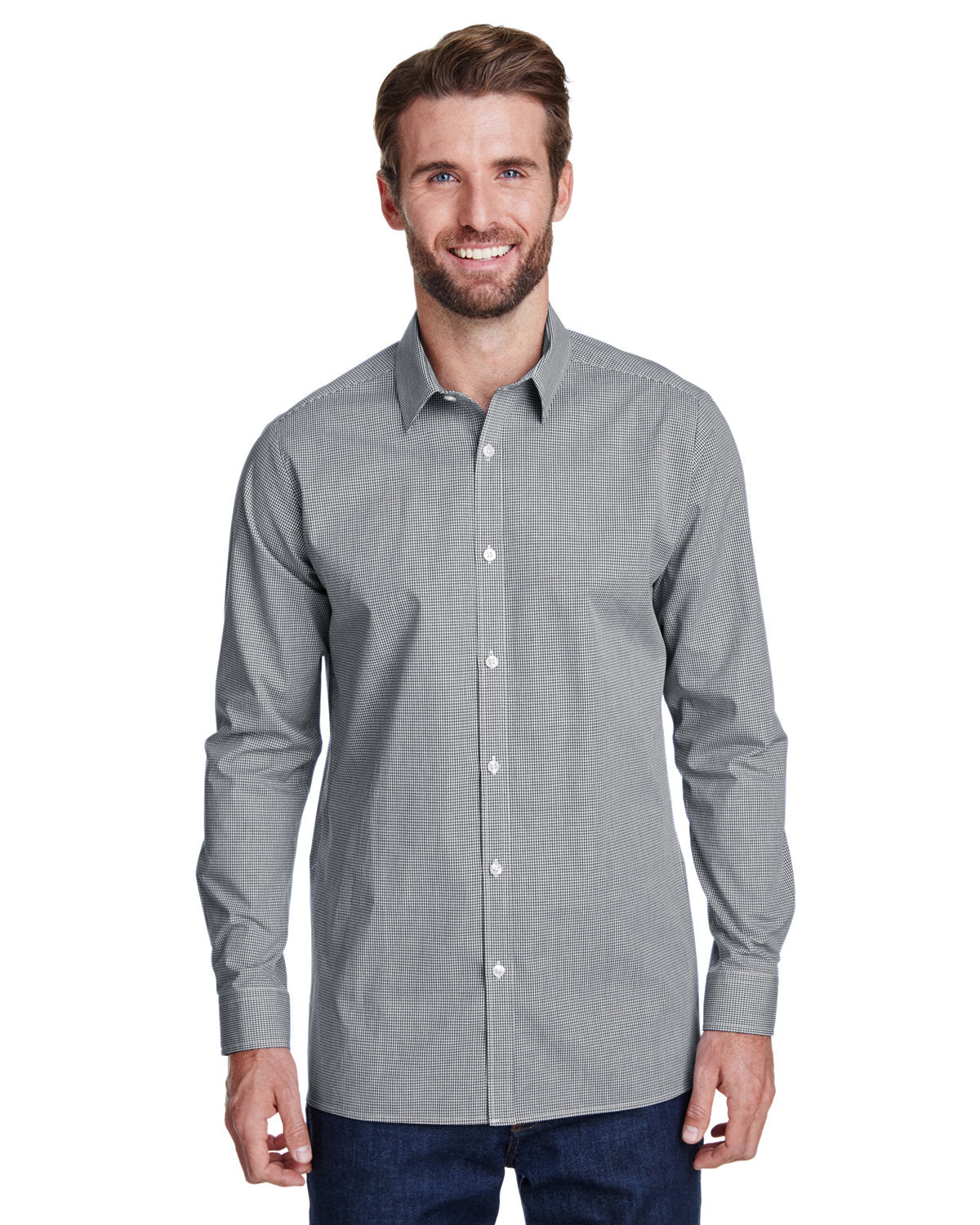 Reprime RP220 Men's Microcheck Gingham Long Sleeve Cotton Shirt - Artisan Collection - Casual & Formal Wear for Office, Date Night & Outdoor Events