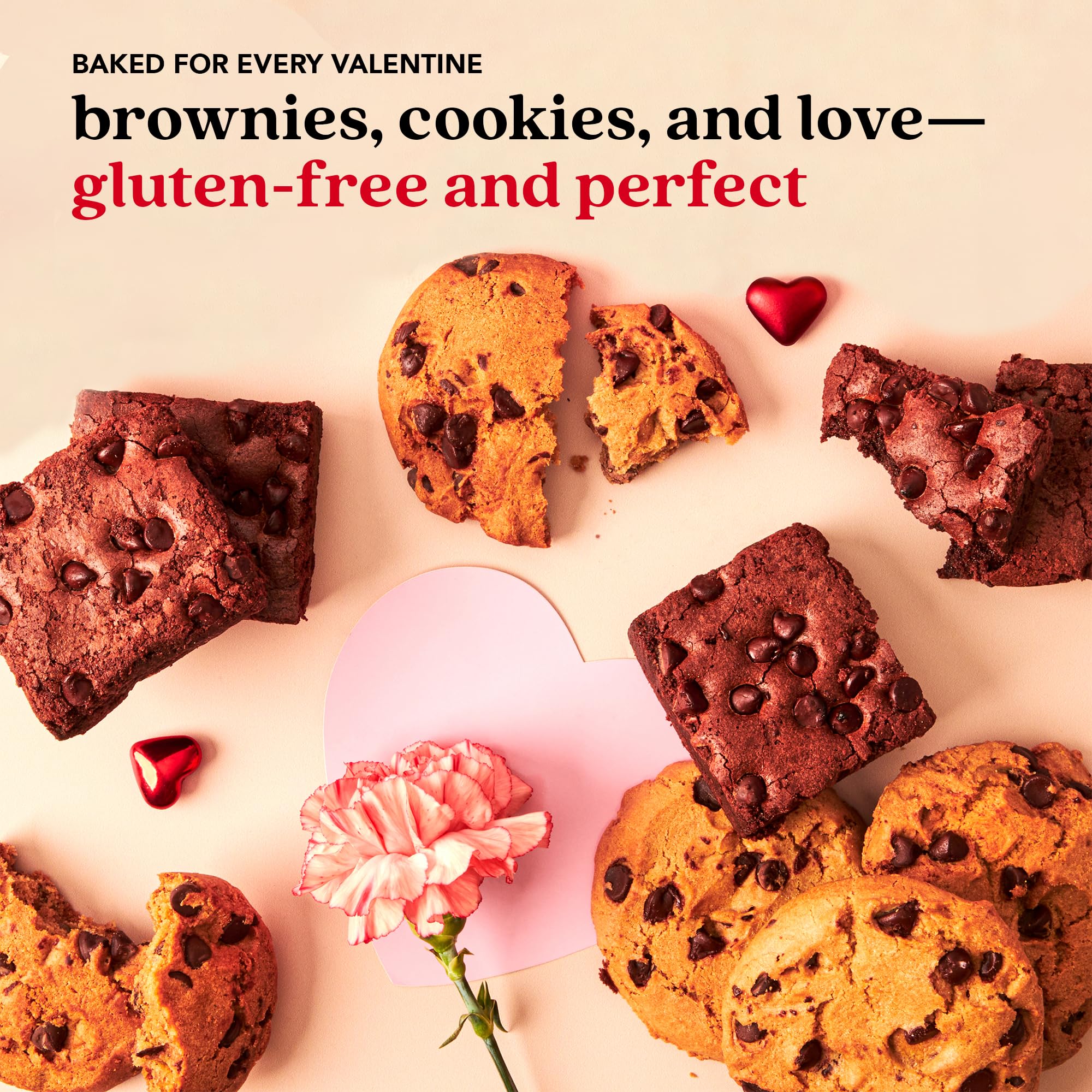 Gluten-Free Assorted Cookies & Brownies Sampler Bucket - 1.3Lbs Freshly Baked Gourmet Gift for Valentine's Day, Birthdays & Holidays - Love-Themed Decorated Cookie Bucket (No Roses) - Perfect for Gifting, Parties & Special Occasions