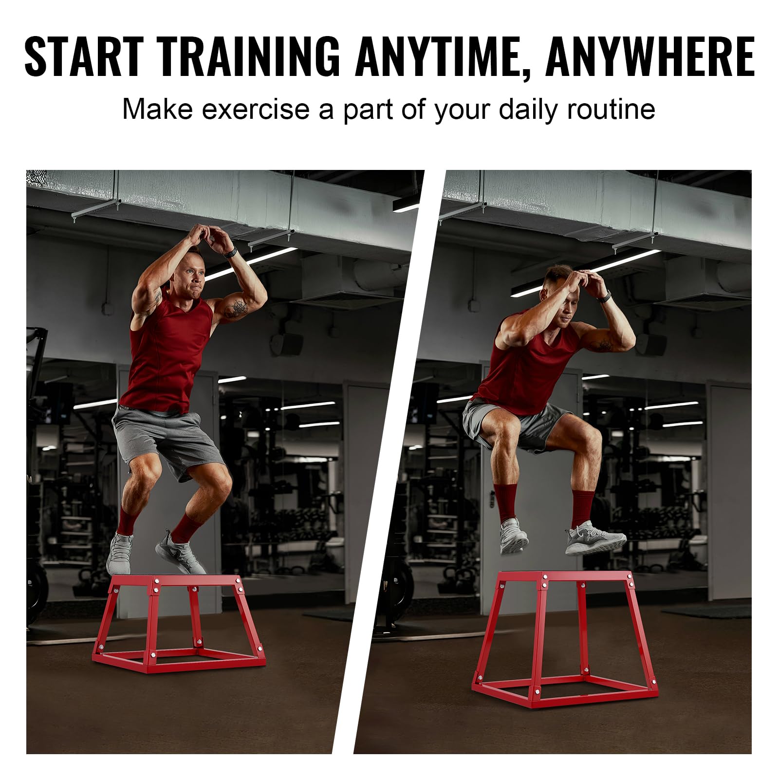 VEVOR 18 Inch Plyometric Jump Box - Steel Plyo Box for Agility Training, Strength Conditioning & Home Gym Workouts - Anti-Slip Fitness Step Platform for CrossFit, HIIT & Athletic Performance