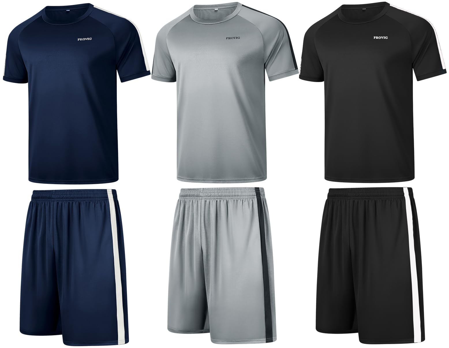RPOVIG Men's 3-Pack Workout Shorts & Shirts Set - Gym Activewear, Athletic Basketball Clothes for Training & Sports Performance | Perfect for Gym Sessions, Basketball Games & Casual Workouts