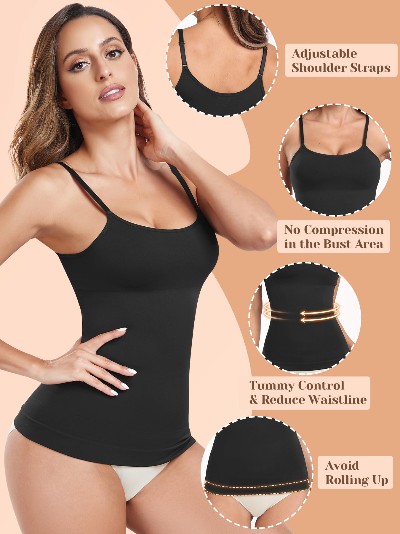 Best Shapewear Tank Tops for Women - Tummy Control Seamless Compression Camisole - Slimming Body Shaper Cami for Everyday Wear & Special Occasions