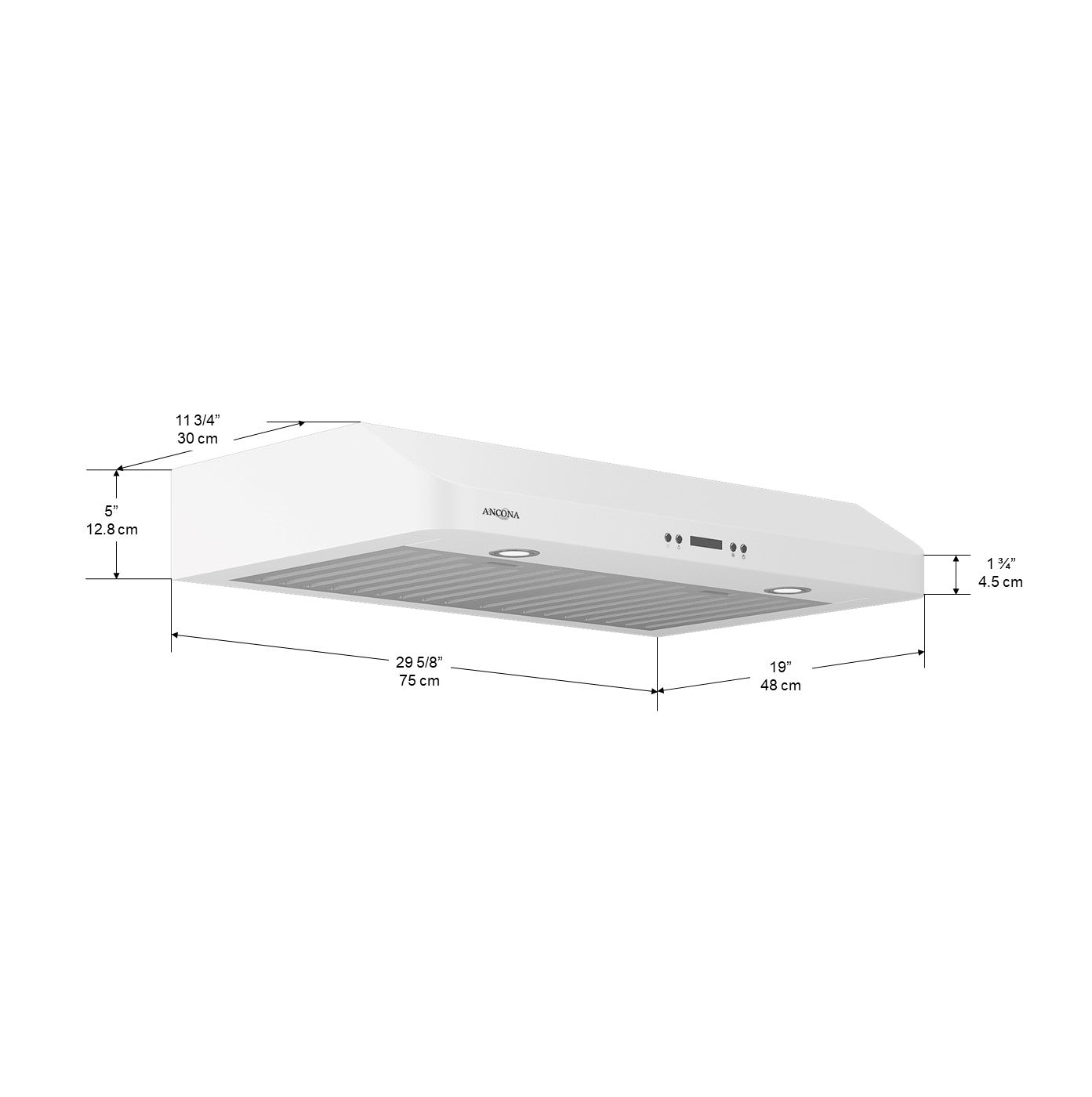 Slim Chef 30-Inch Under Cabinet Range Hood in White - Powerful Kitchen Ventilation for Cooking, Baking & Grilling