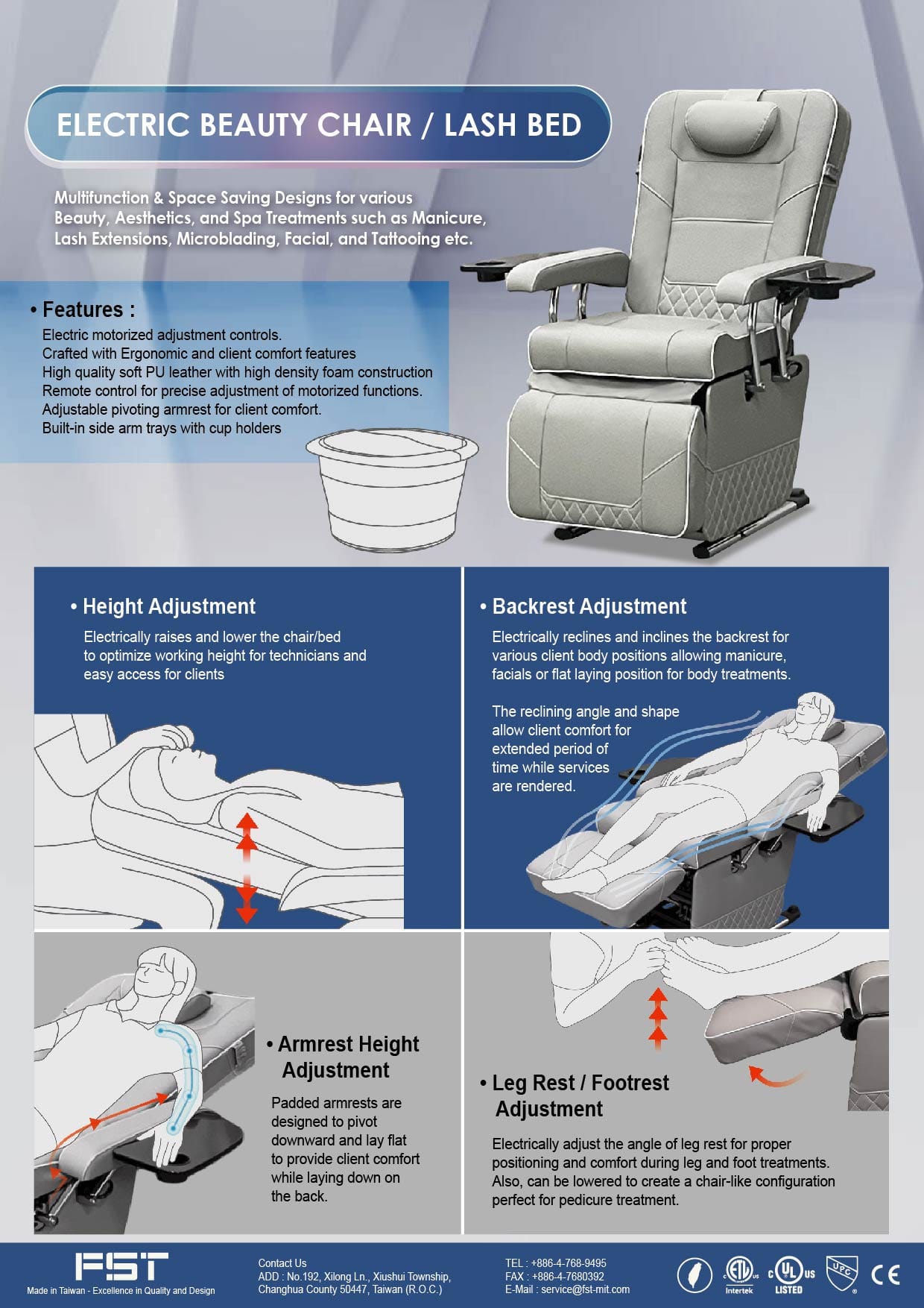 FST Electric Massage Recliner Beauty Chair for Home Spa, Relaxation & Facial Treatments - Perfect for Salons, Clinics & Self-Care