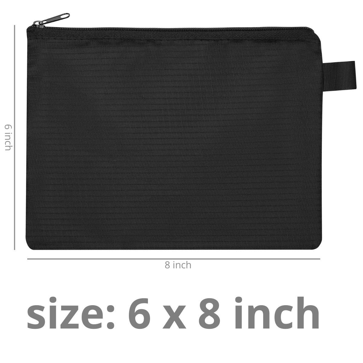 5-Pack Black Zipper Pouch Set (8x6 Inches) - Waterproof Travel Organizer for Toiletries, Cosmetics, Pens & Office Supplies - Perfect for Travel, Home & Office Organization