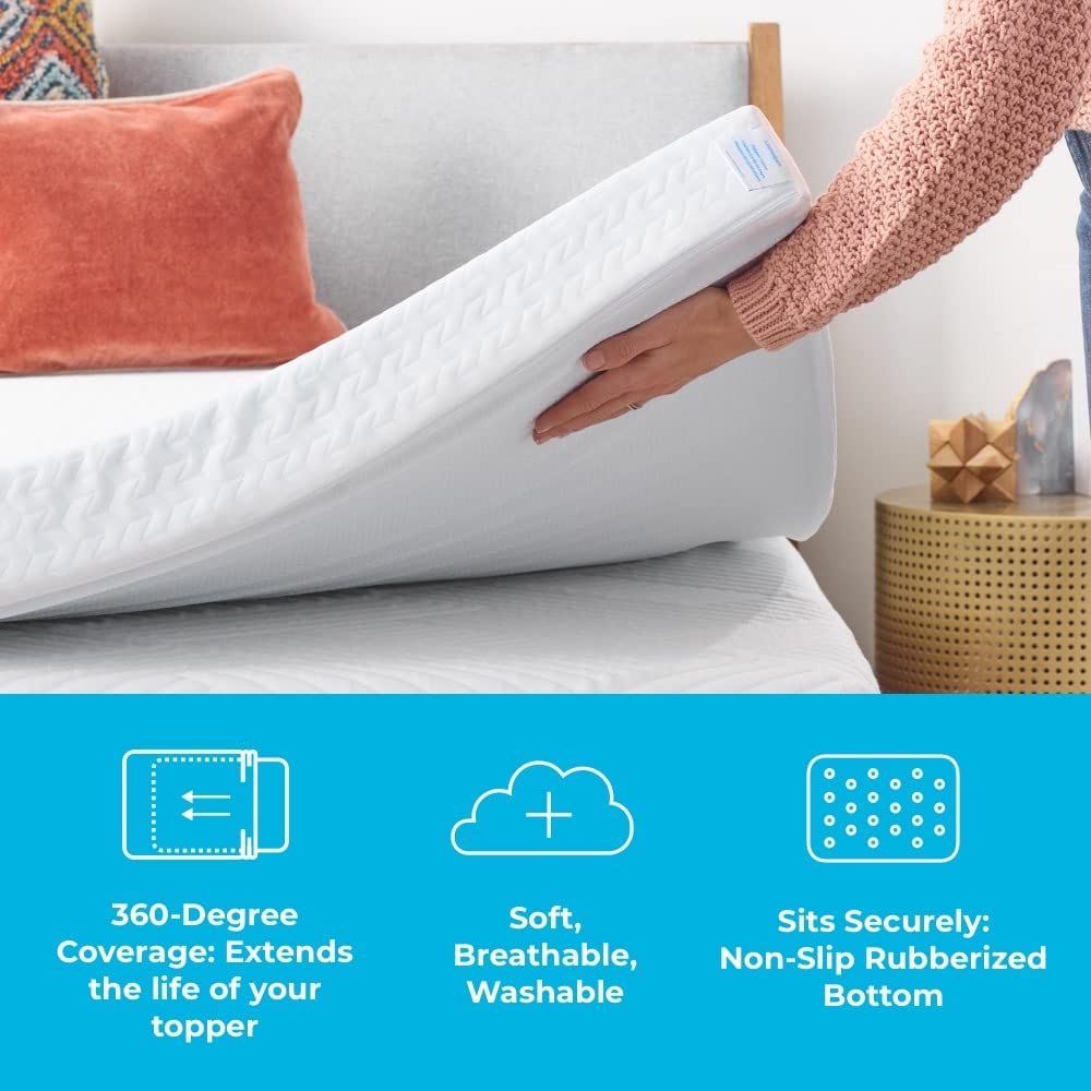 Linenspa 4 Inch Gel Swirl Memory Foam Mattress Topper with Removable Cover - Cooling Gel Infusion for Pressure Relief & Contouring Support - Machine Washable - Full Size - Perfect for Back Pain Relief & Hot Sleepers