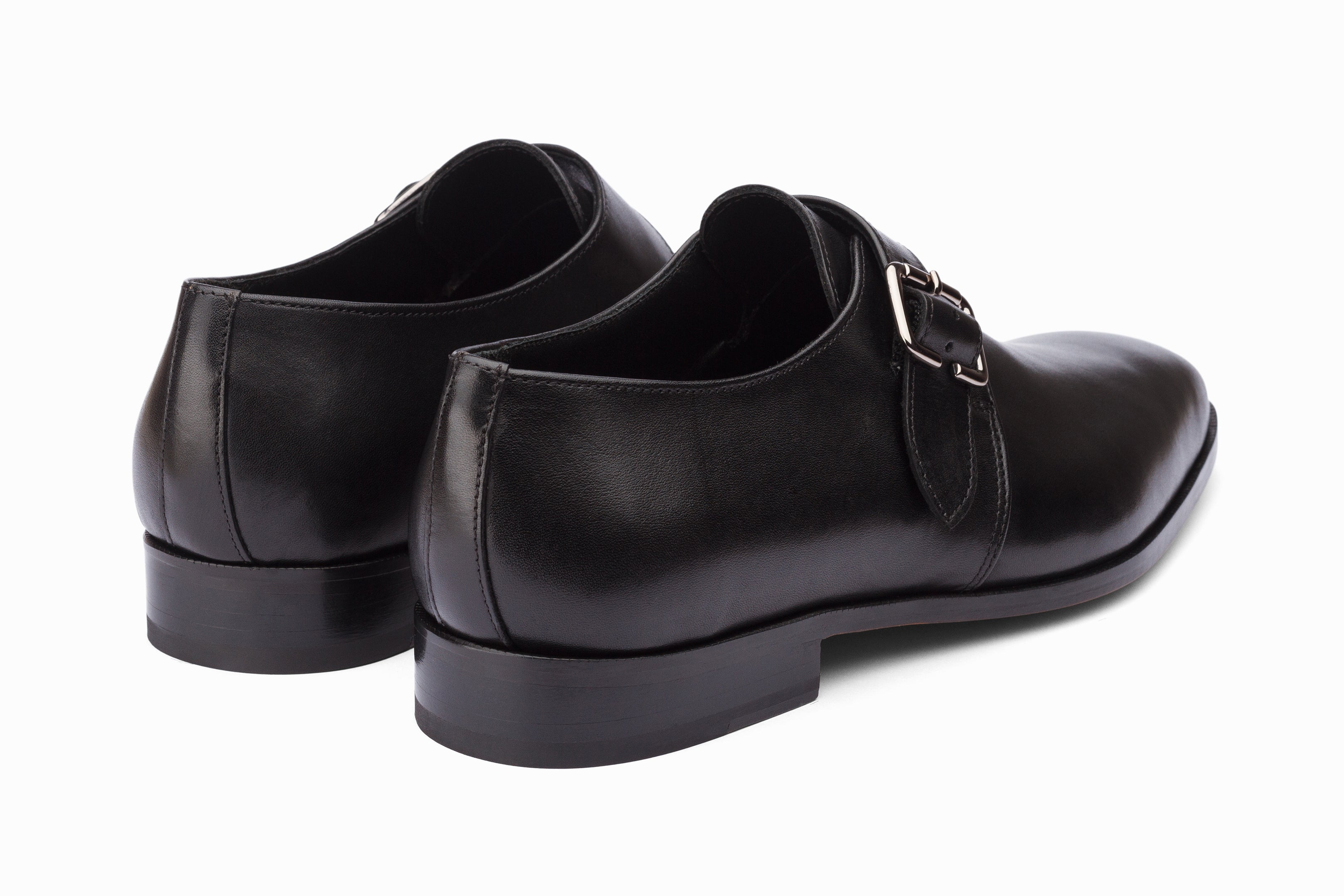 Stylish Black Single Monkstrap Dress Shoes for Men | Formal & Business Occasions | Comfortable & Durable Leather Oxfords