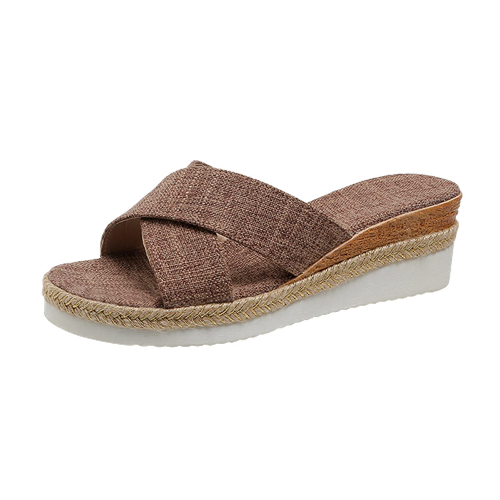 WAJCSHFS Women's Platform Espadrilles Sandals 2024 - Slip-On Comfortable Summer Beach Slides for Outdoor Walking, Vacation & Casual Wear