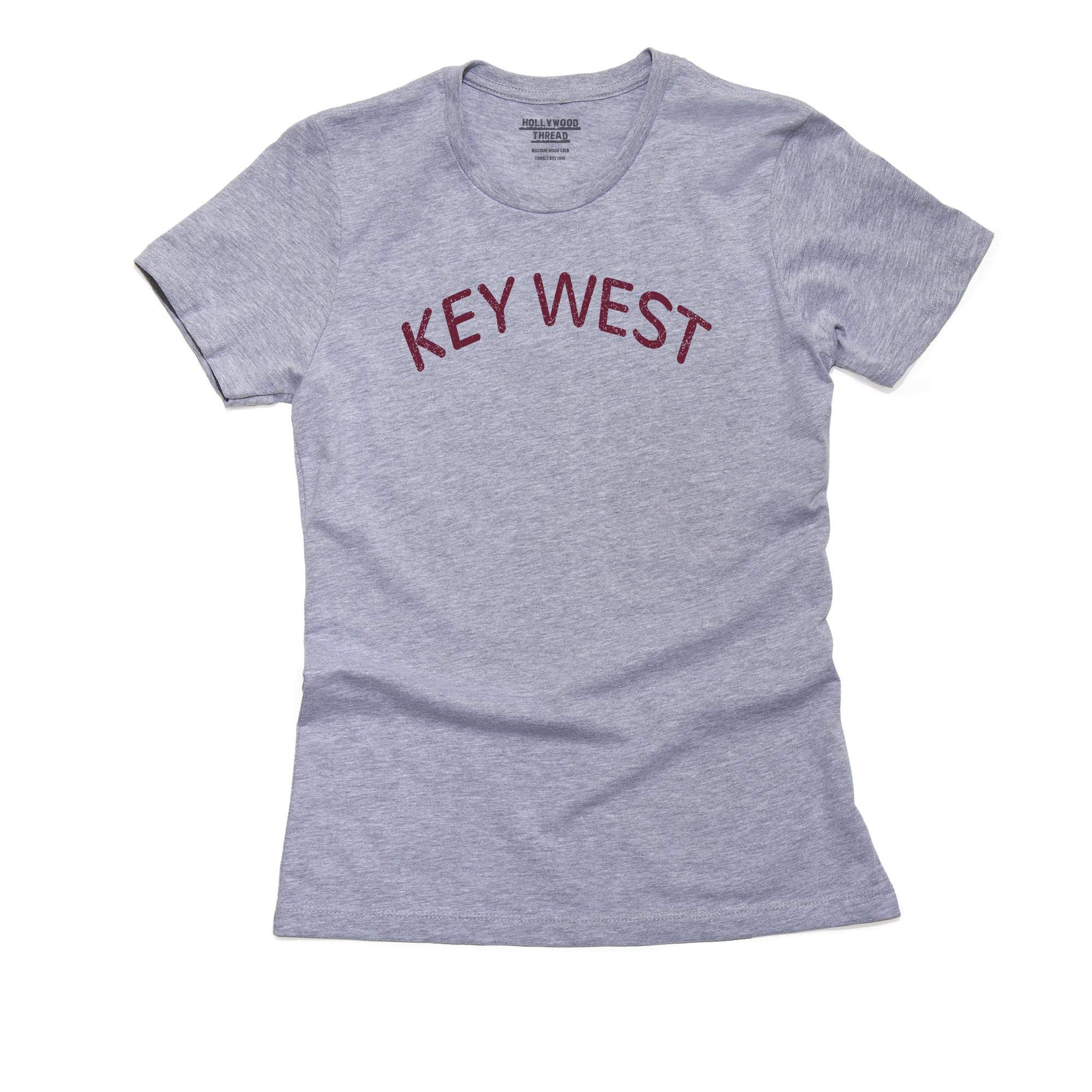 Key West Graphic Women's Cotton T-Shirt - Large Font Casual Tee for Summer Vacation, Beach Outings & Relaxing