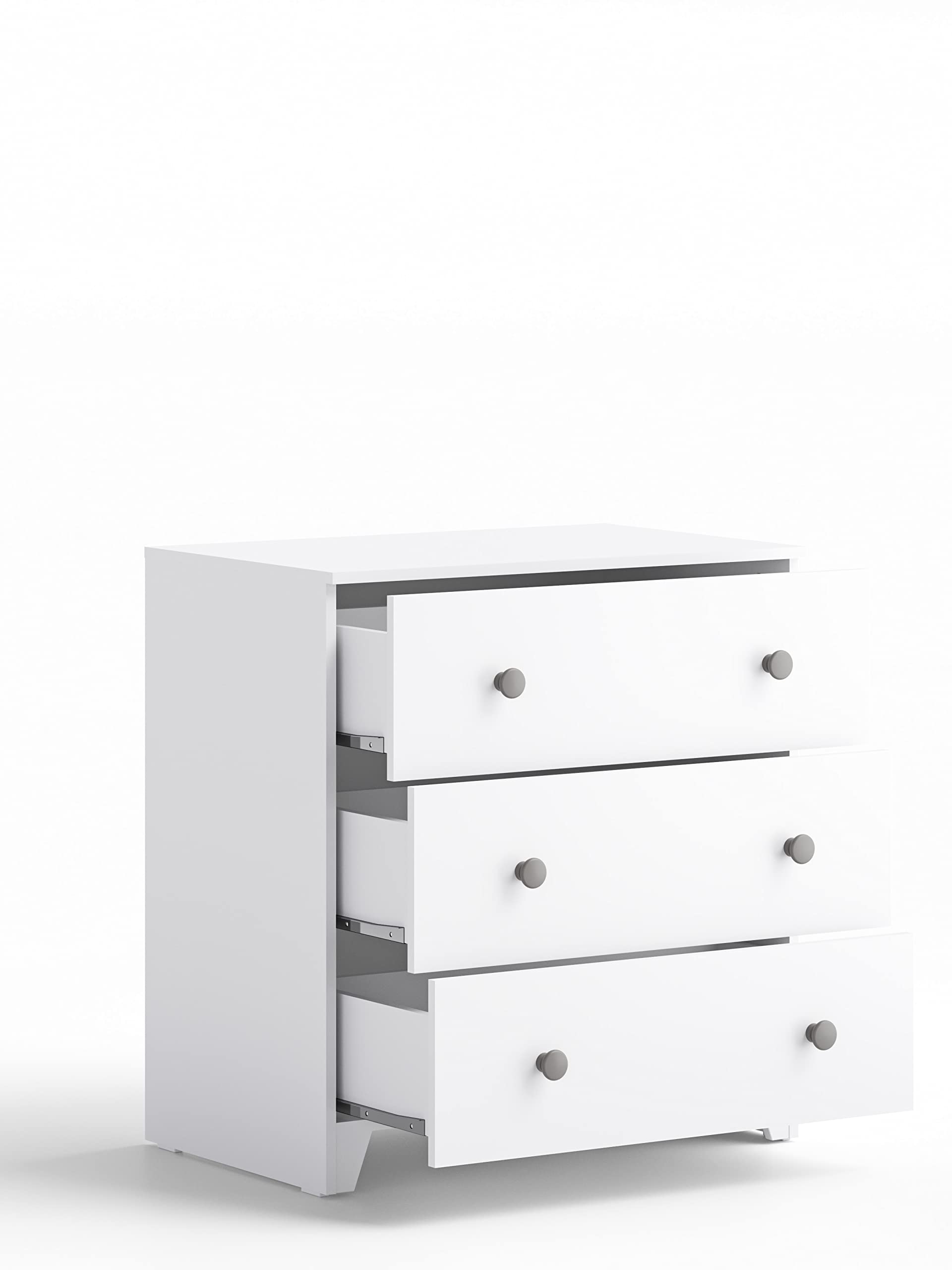 Little Acorns Classic 2-in-1 Nursery Dresser & Baby Changing Table with 3 Drawers - White/Grey Storage Organizer for Baby Clothes, Diapers & Nursery Essentials | Perfect for Newborns & Toddlers