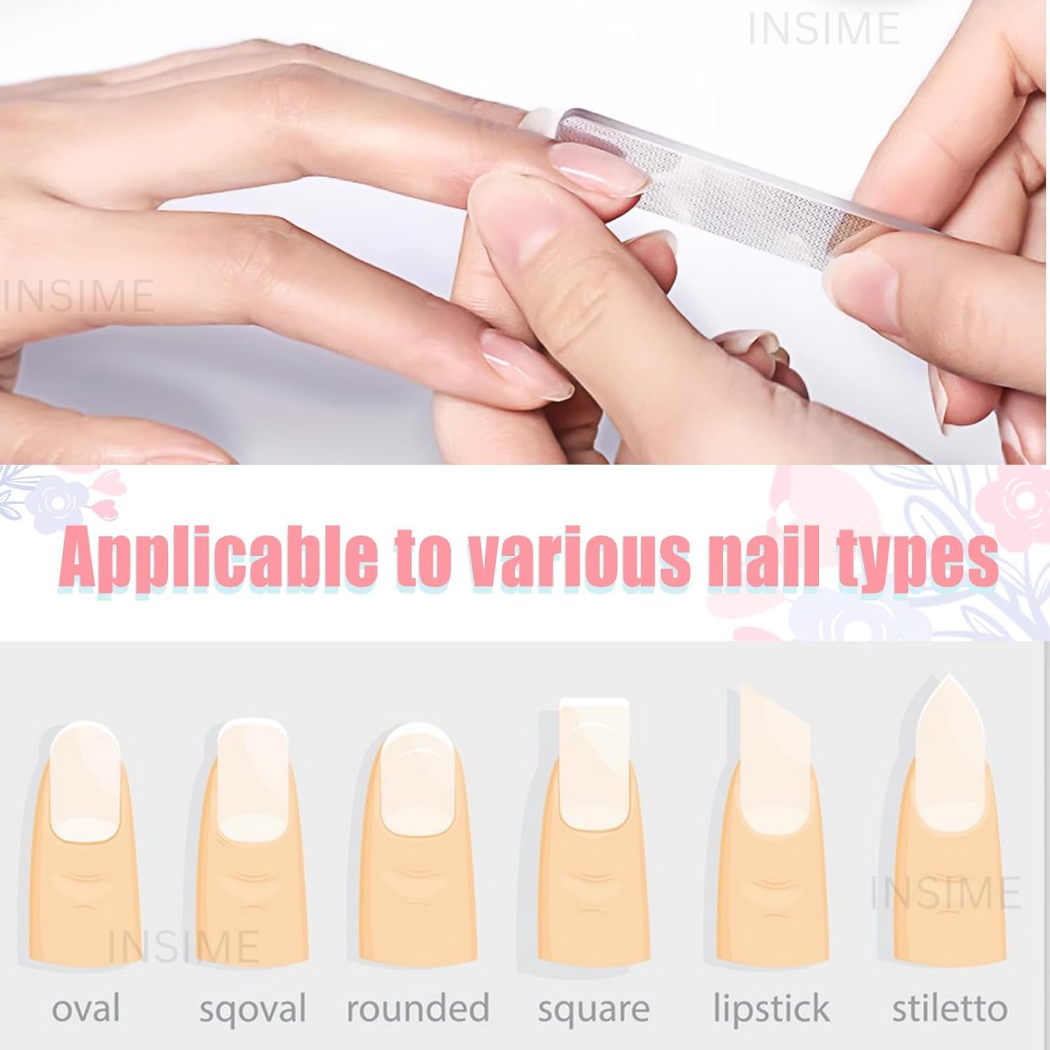 INSIME Nano Crystal Glass Nail File & Buffer | Professional Manicure Pedicure Kit for Women & Girls | Washable Reusable Nail Shaper & Polisher | Perfect for Home, Salon & Travel Nail Care