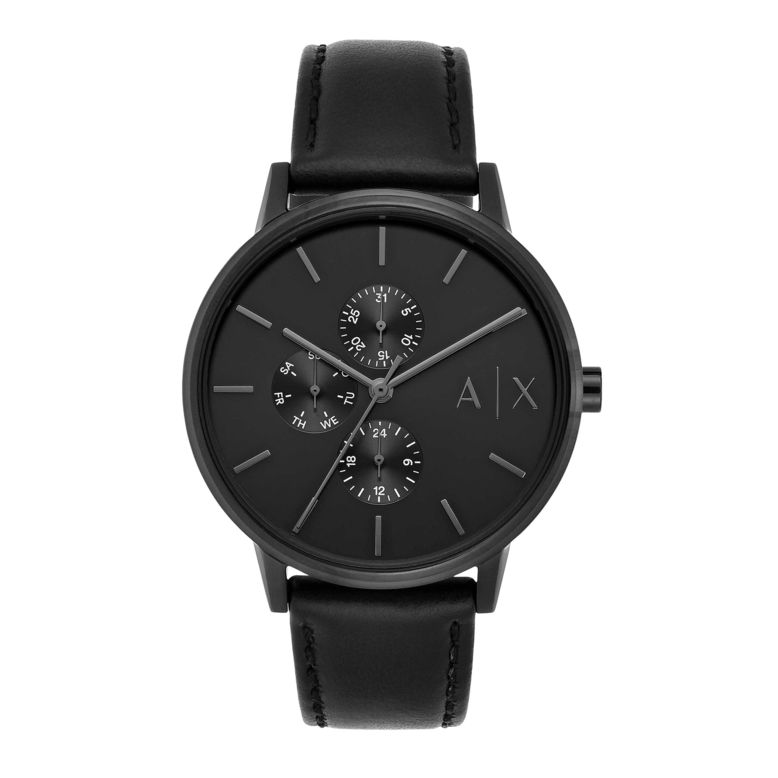 AX Armani Exchange Men's Watch - Stainless Steel or Leather Band, Three-Hand Analog Display - Stylish Dress & Casual Watch for Business, Date Night & Everyday Wear