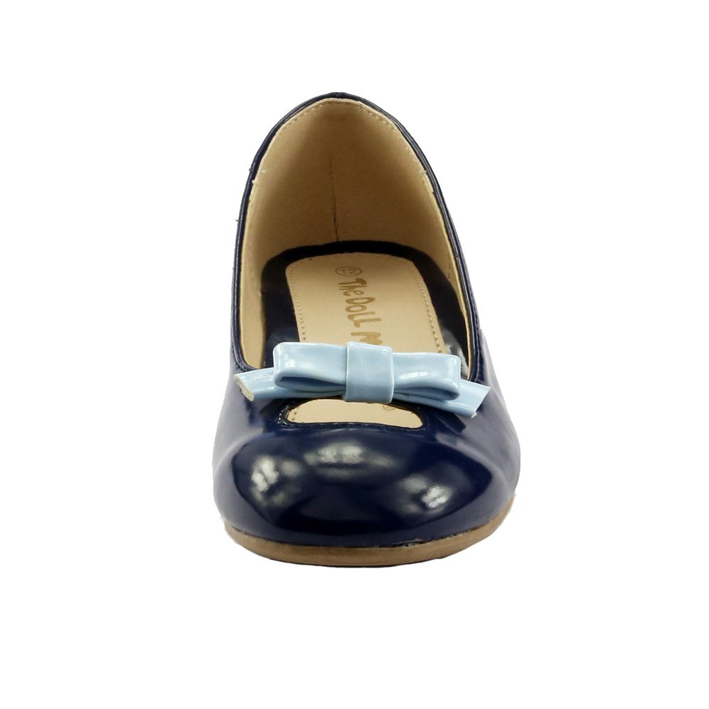 The Doll Maker Girls Glossy Bow Pump Shoes - Elegant Dress Shoes for Girls, Perfect for Parties, Weddings & Special Occasions