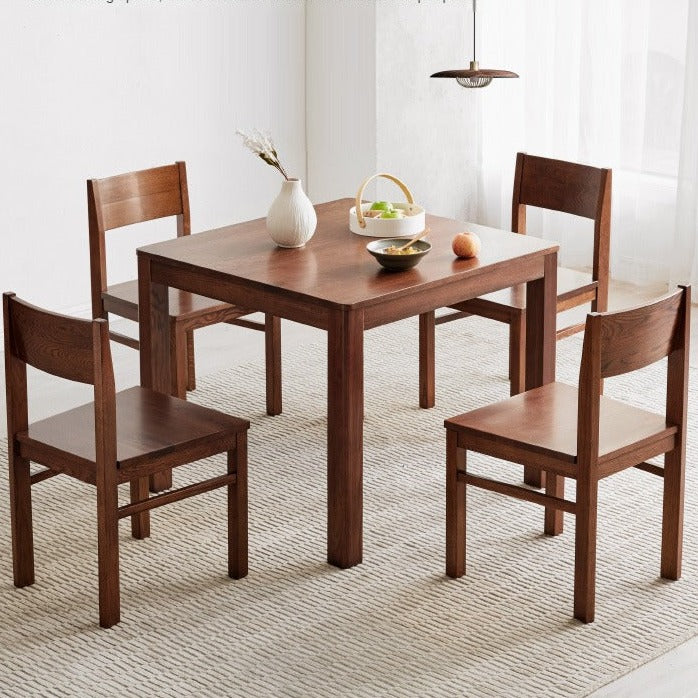 Solid Oak Wood Square Dining Table - Rustic Farmhouse Style for Kitchen, Dining Room & Small Space Gatherings
