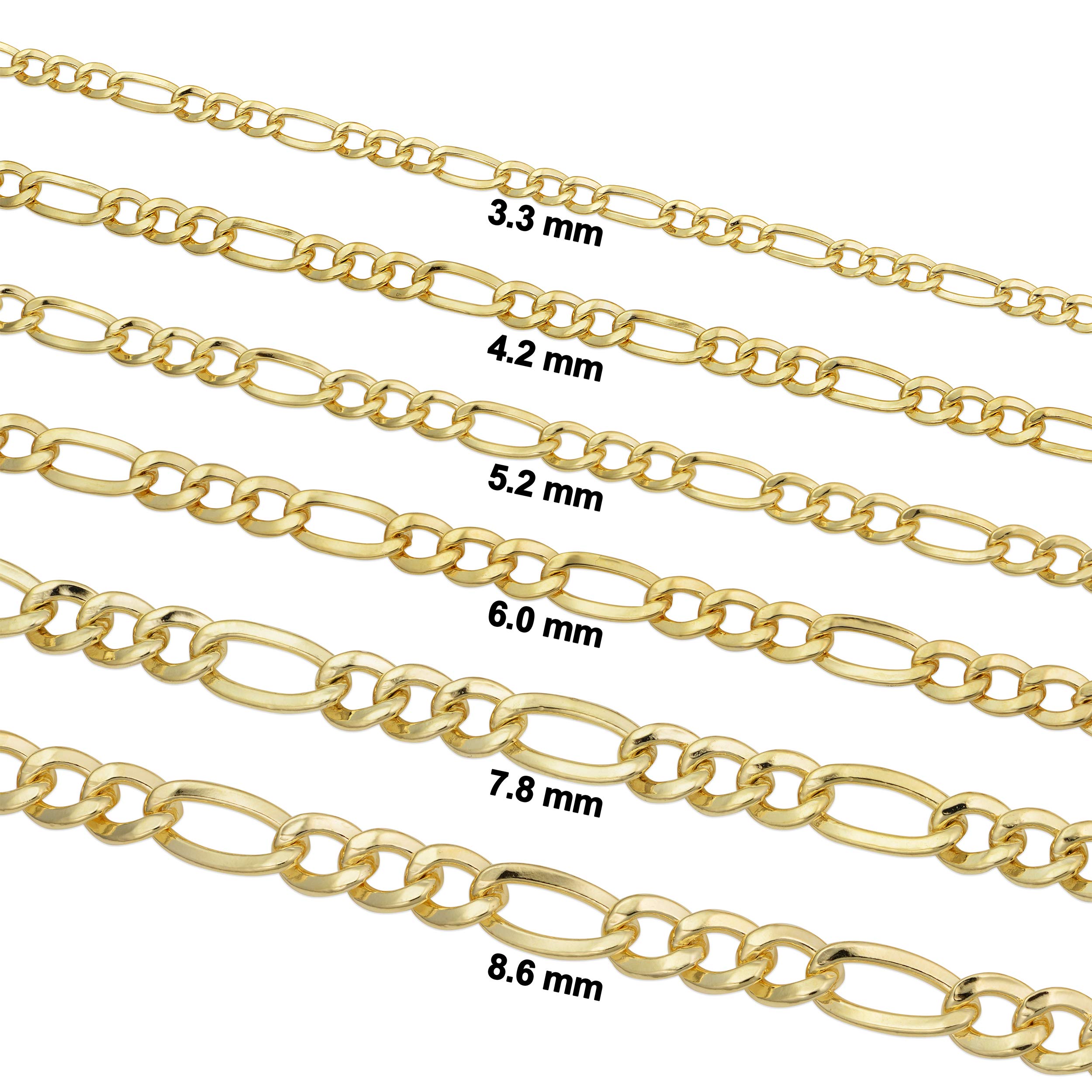 14K Yellow Gold Filled Figaro Chain Necklace for Men & Women - 3.3mm to 8.6mm Solid Link Jewelry | Perfect for Layering, Gifts & Everyday Wear | Kooljewelry