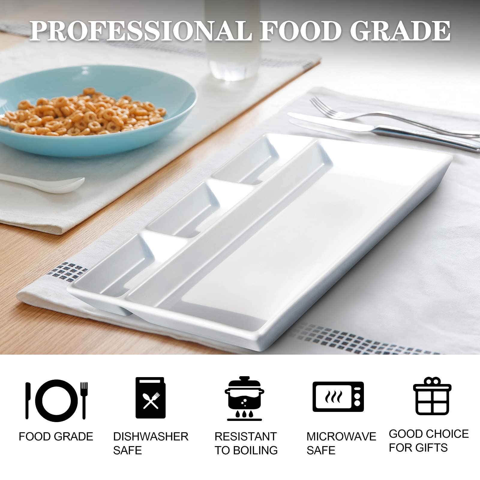 **4-Compartment Divided Ceramic Plate - Quadrant Shaped Serving Dish for Sauces, Snacks, Salad & Dinner | Perfect for Luncheons, Parties & Home Dining**