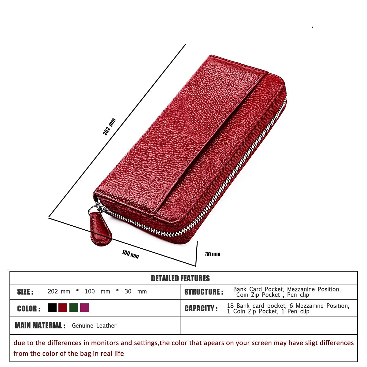 RFID Blocking Genuine Leather Women's Wallet - Zip Around Clutch Wristlet with Long Purse Design | Perfect for Travel, Shopping & Everyday Use