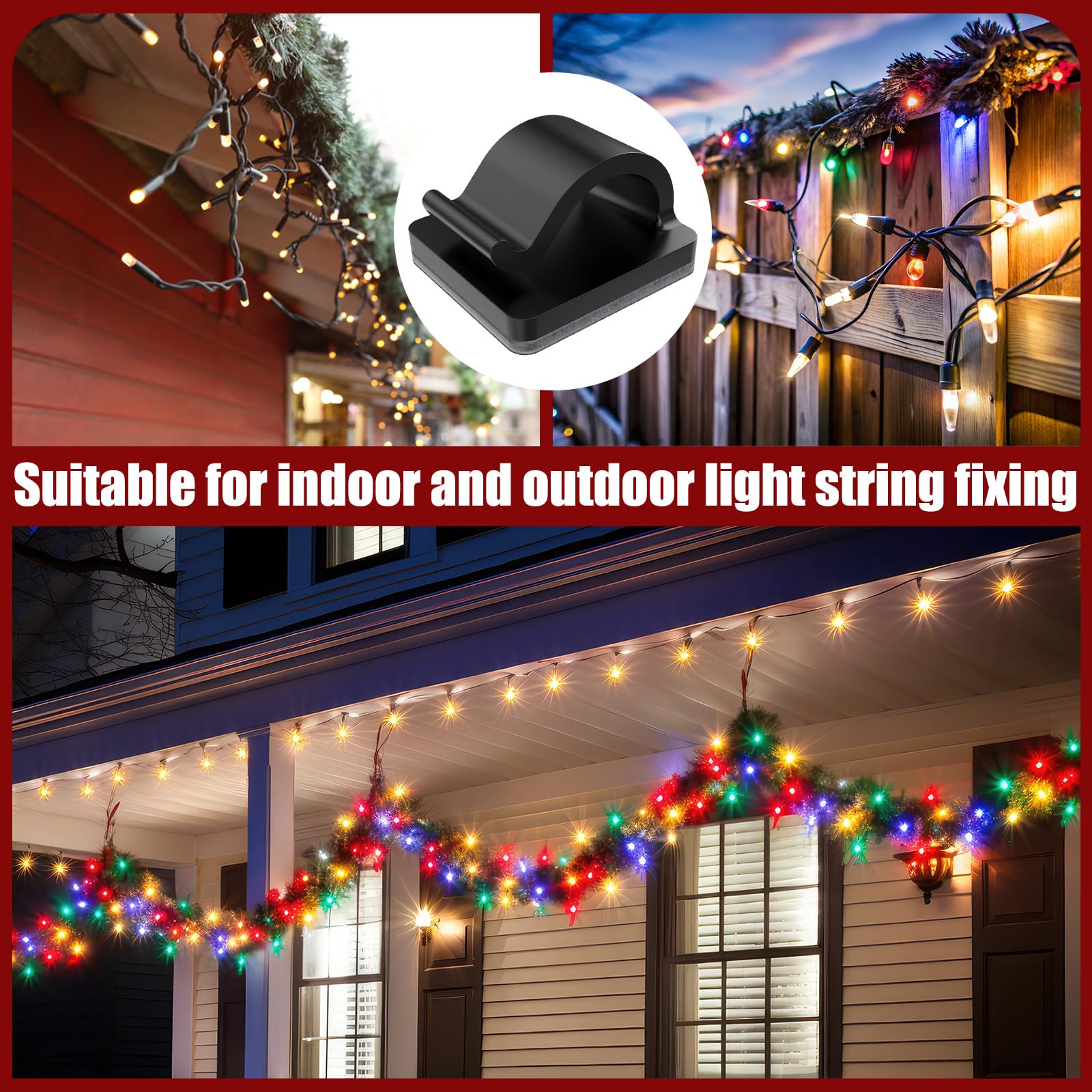 Blulu 100 Pcs Adhesive Cable Clips - Heavy Duty Wire Holders for Cable Management, String Lights & Rope Organization (Indoor/Outdoor Use) - Perfect for Home, Office, Garden & Party Decorations