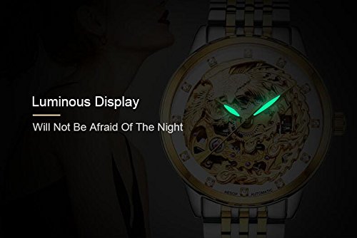 Elegant Chinese Style Golden Phoenix Hollow Carved Automatic Mechanical Watch for Women - Perfect for Casual Wear, Office, and Special Occasions