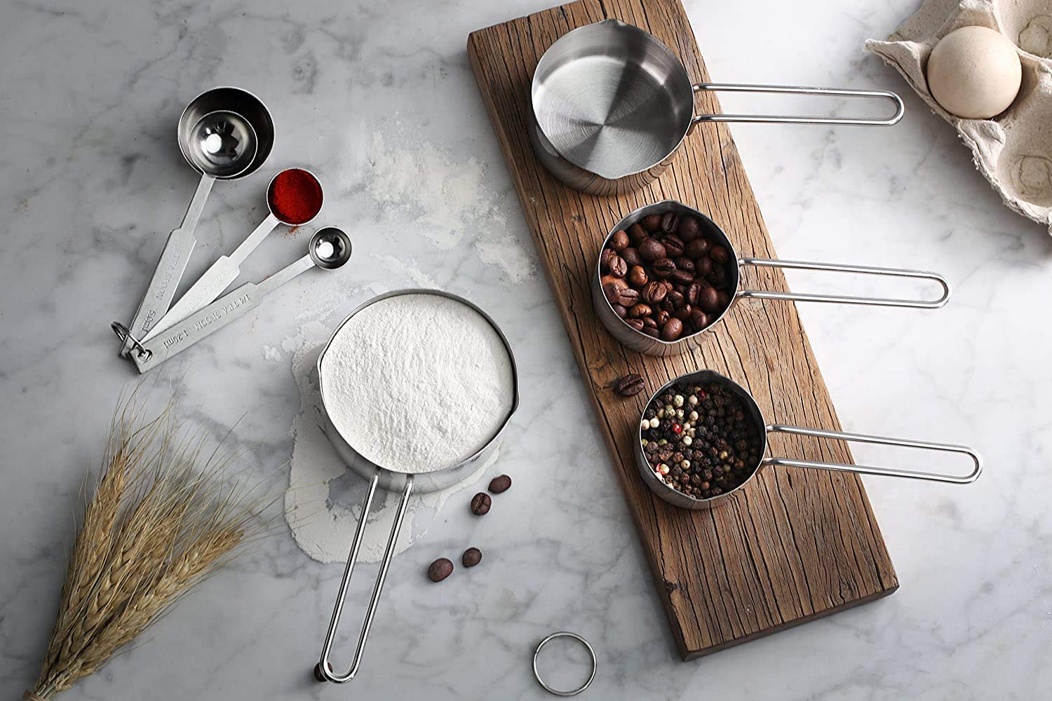 LISHONN Heavy Duty Stainless Steel Measuring Spoons and Cup Set - 8-Piece for Dry & Liquid Ingredients | Perfect for Baking, Cooking & Spice Storage | Dishwasher Safe Kitchen Essentials
