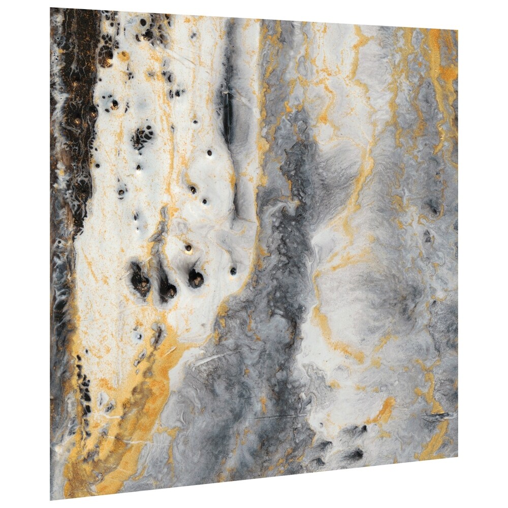 Abstract Gold Wall Art Print on Frameless Floating Tempered Glass Panel - Modern Home & Office Decor for Living Room, Bedroom, or Gallery Display