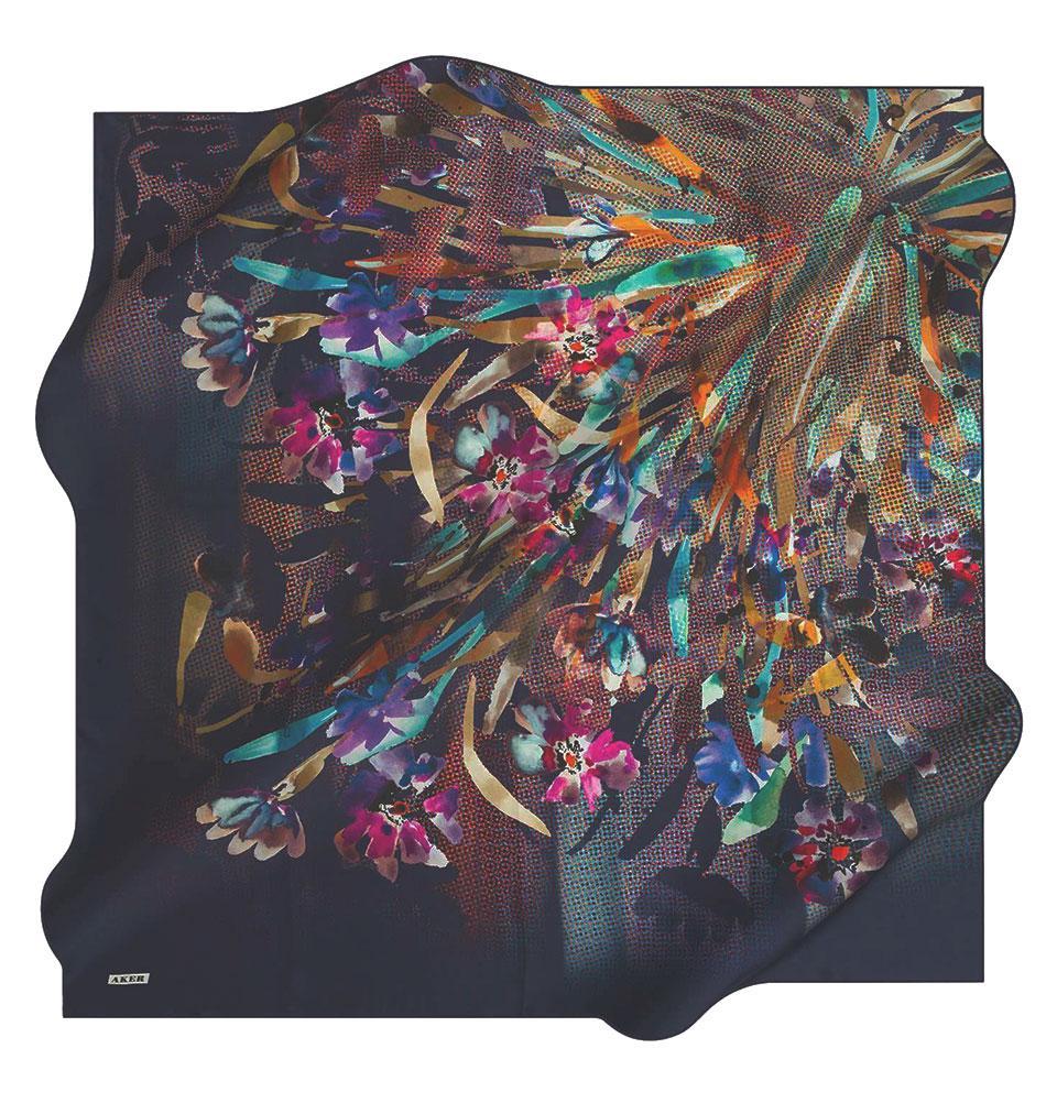 Aker Silk Cotton Patterned Square Scarf #7848 421 - Stylish Fashion Accessory for Women, Perfect for Office, Travel and Special Occasions