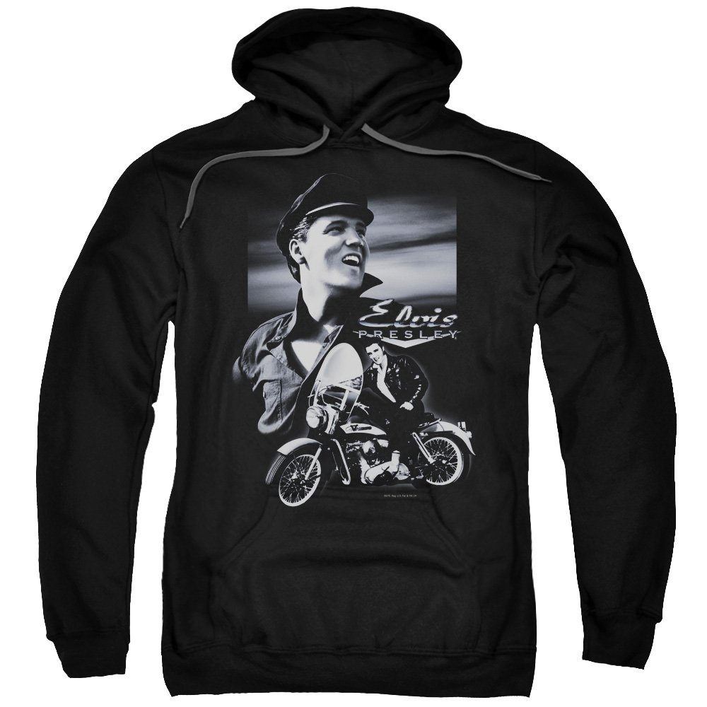 Elvis Presley Black Motorcycle Hoodie for Men & Women - Vintage Rock & Roll Sweatshirt - Perfect for Concerts, Biker Rides & Casual Wear