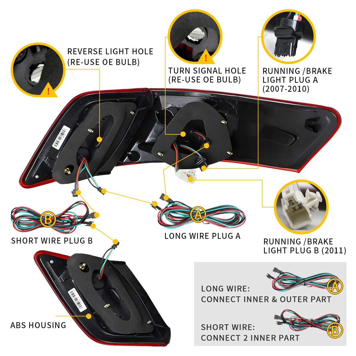 VLAND LED Red & Smoked Tail Lights for Toyota Camry Sedan 2006-2011 - Replacement Rear Lamps (Not Compatible with Hybrid & Camry LE Models) | Enhanced Night Visibility & Stylish Upgrade for Your Vehicle