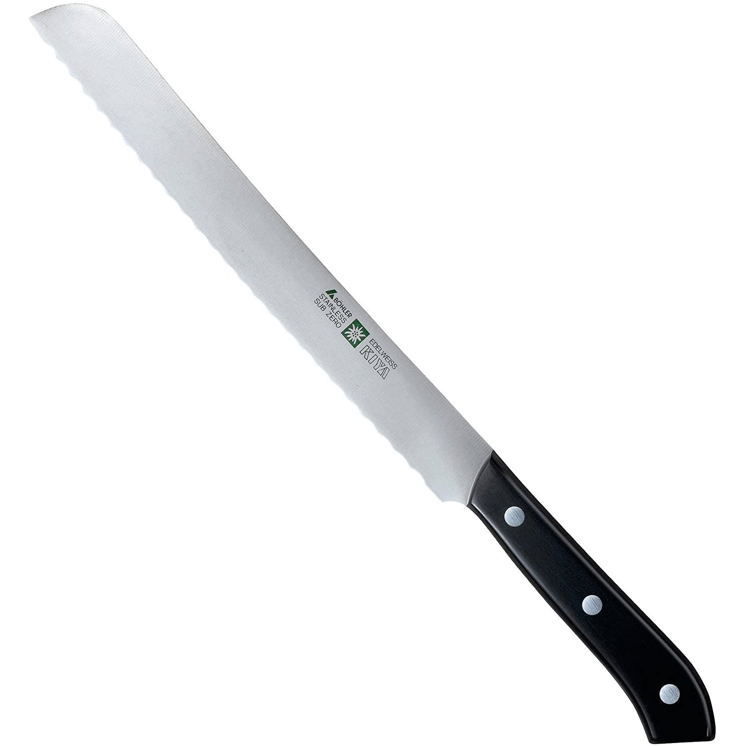 Premium Kiya No.180 Edelweiss Stainless Steel Japanese Bread Knife 225mm - Sharp Serrated Blade for Slicing Bread, Cakes & Pastries - Perfect for Bakeries, Home Kitchens & Professional Chefs