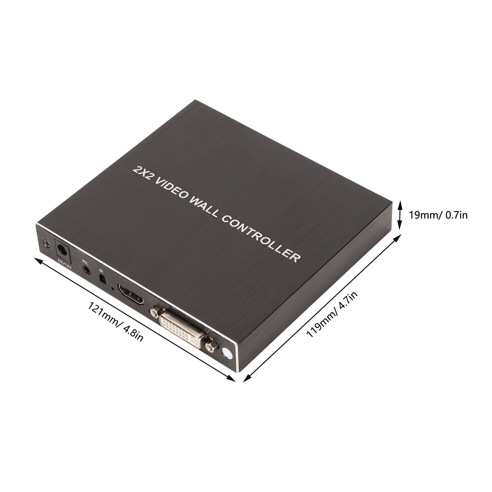 2x2 HDMI Video Wall Processor - Ultra HD 4K 4-Channel DVI TV Wall Controller with 180° Rotation, RS232 & IR Remote Control | Perfect for Digital Signage, Control Rooms, Video Walls, and Conference Room Displays (US Stock)