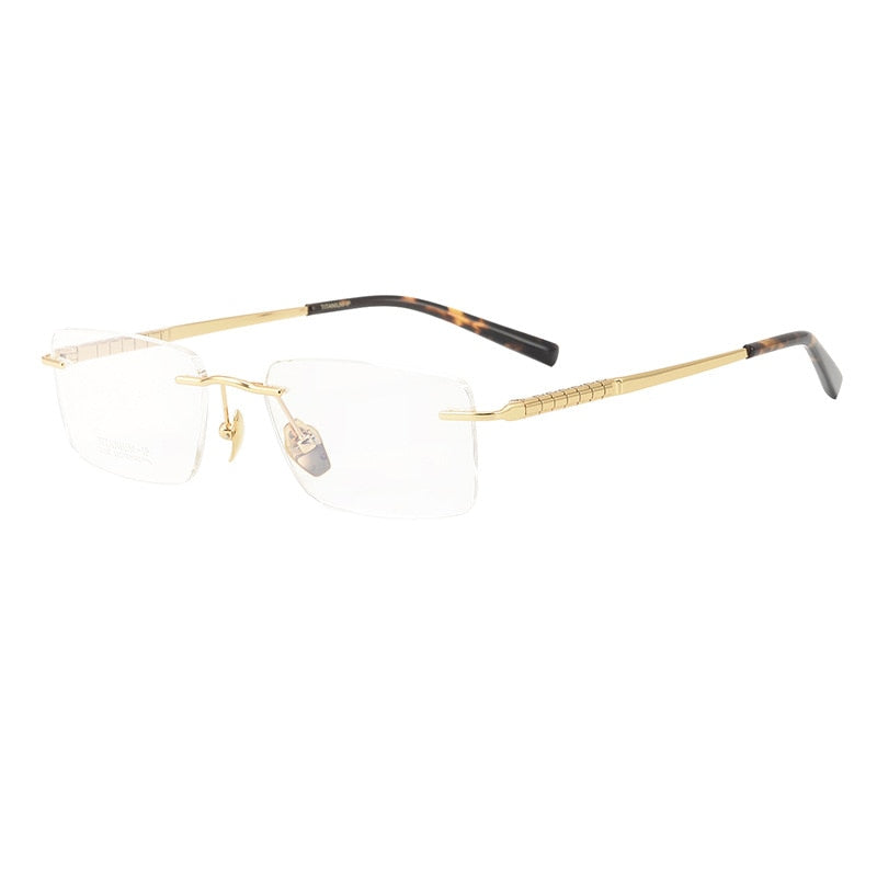 Bclear Men's Rimless Square Titanium Eyeglasses Frame - Lightweight Durable Titanium Glasses for Men, Stylish Square Frame Design, Perfect for Reading, Driving & Everyday Use