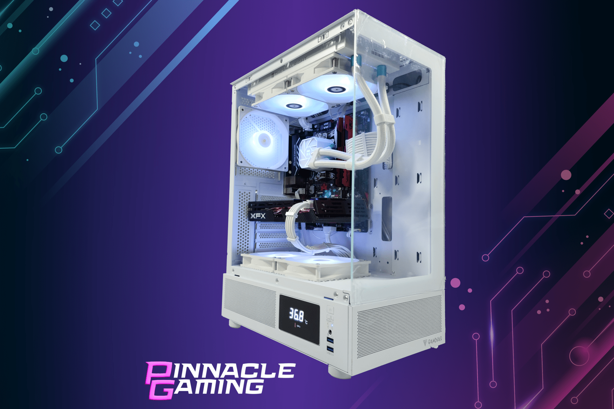 Custom Gaming Desktop PC - RTX 5070, Intel Ultra 5, 64GB RAM, 4TB SSD, WiFi, Atlas White - Perfect for High-End Gaming & Live Streaming