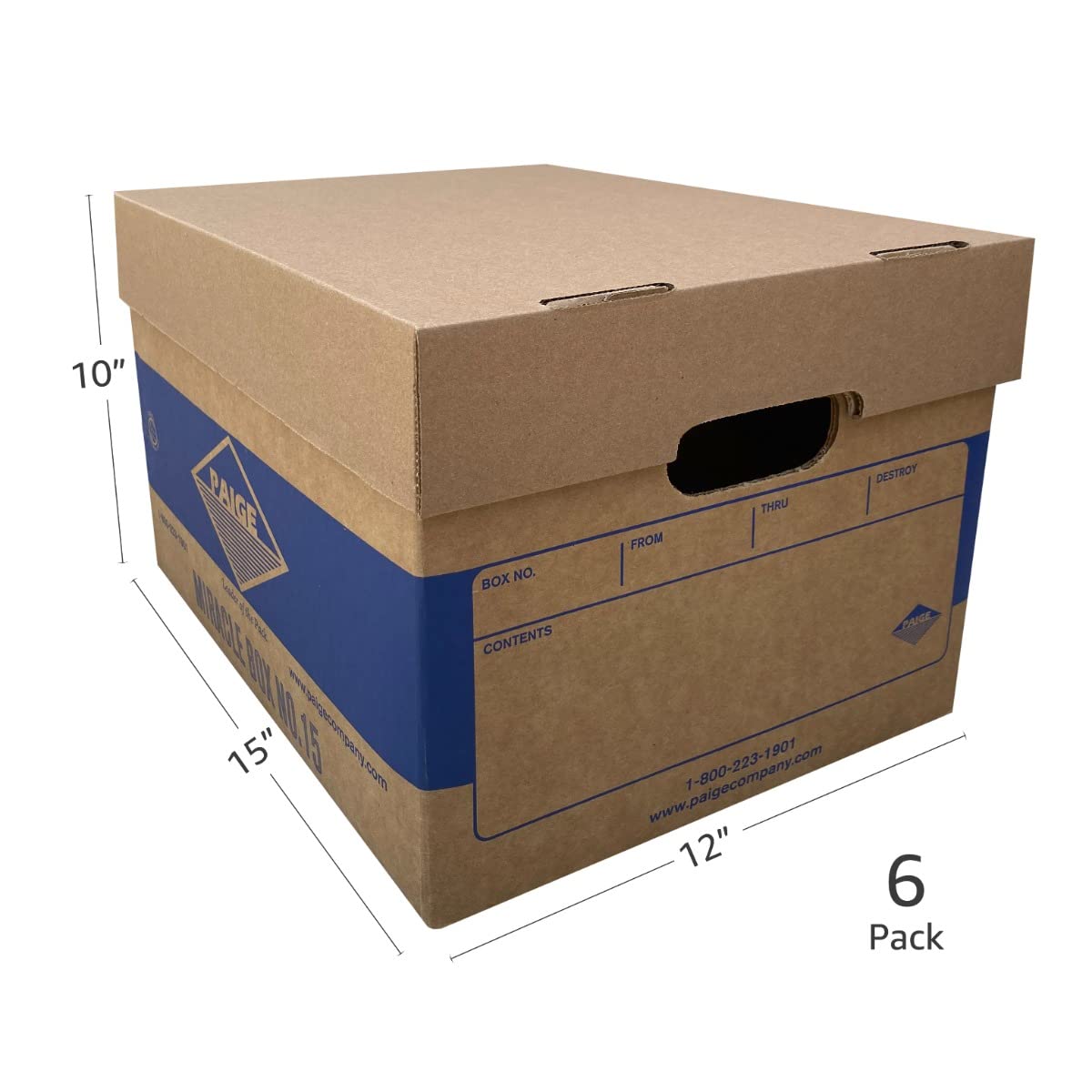 6 Pack Office Moving & Storage Boxes - Heavy Duty File Moving Boxes for Office Relocation, Home Storage & Organization