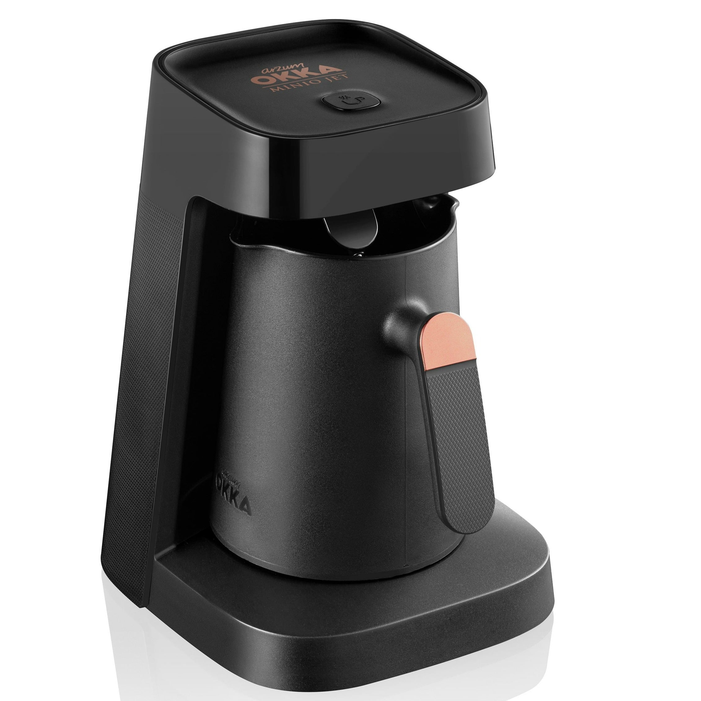 Arzum Okka Jet Automatic Turkish Coffee Maker - 5 Cup Capacity, Black & Copper Finish - Perfect for Home, Office & Gifting