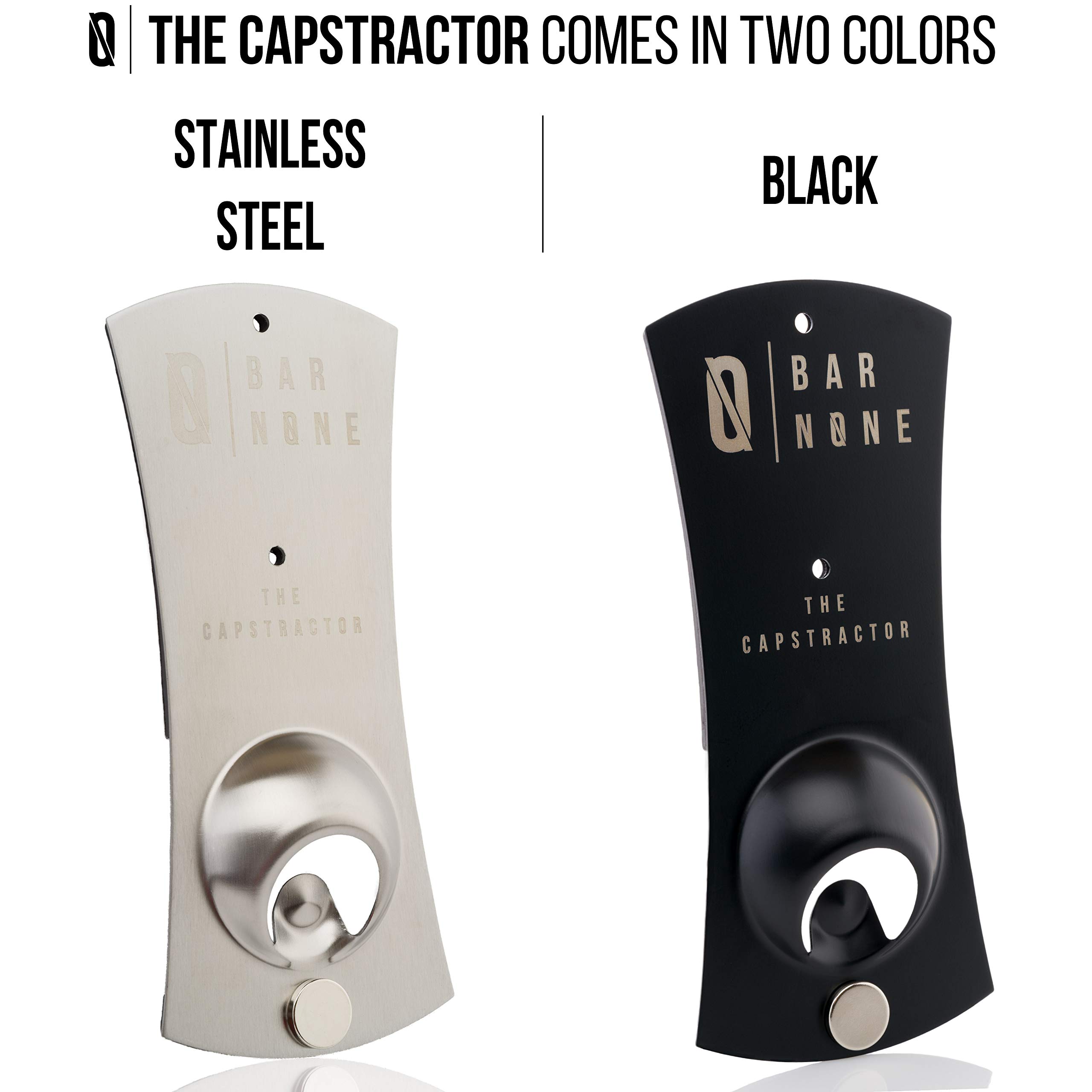 BAR NONE The Capstractor - Magnetic Fridge Bottle Opener | Wall Mounted Beer Bottle Opener with Strong Magnet for Refrigerator, Kitchen, Bar & Home Use | Perfect for Bartenders, Parties & Everyday Convenience (Black, 1 Pack)