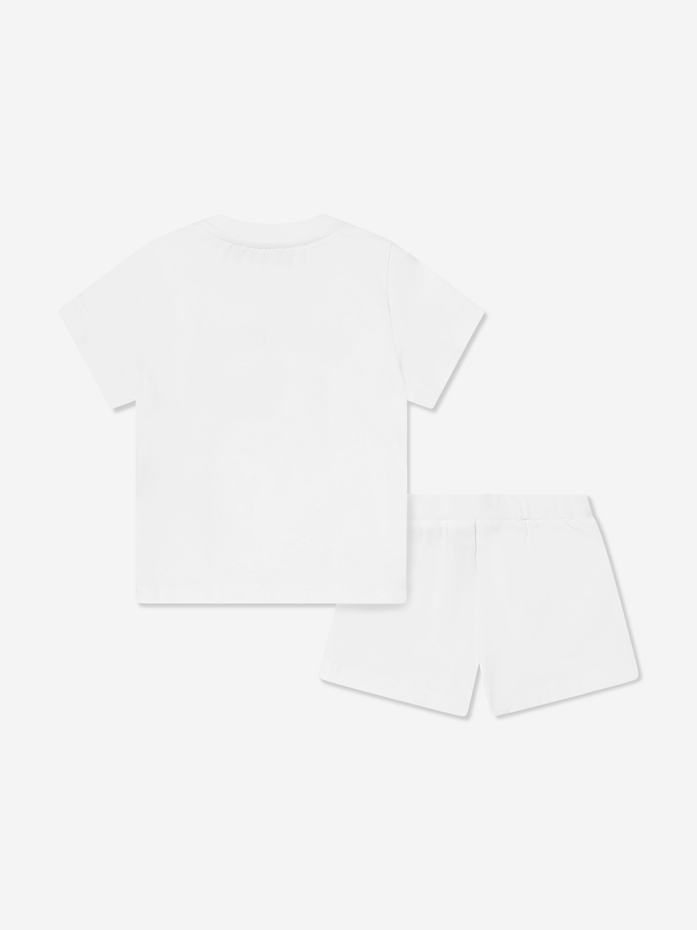 Baby Logo Short Sleeve T-Shirt & Shorts Set - White Cotton Outfit for Newborns & Toddlers | Perfect for Playtime, Daycare & Family Photos