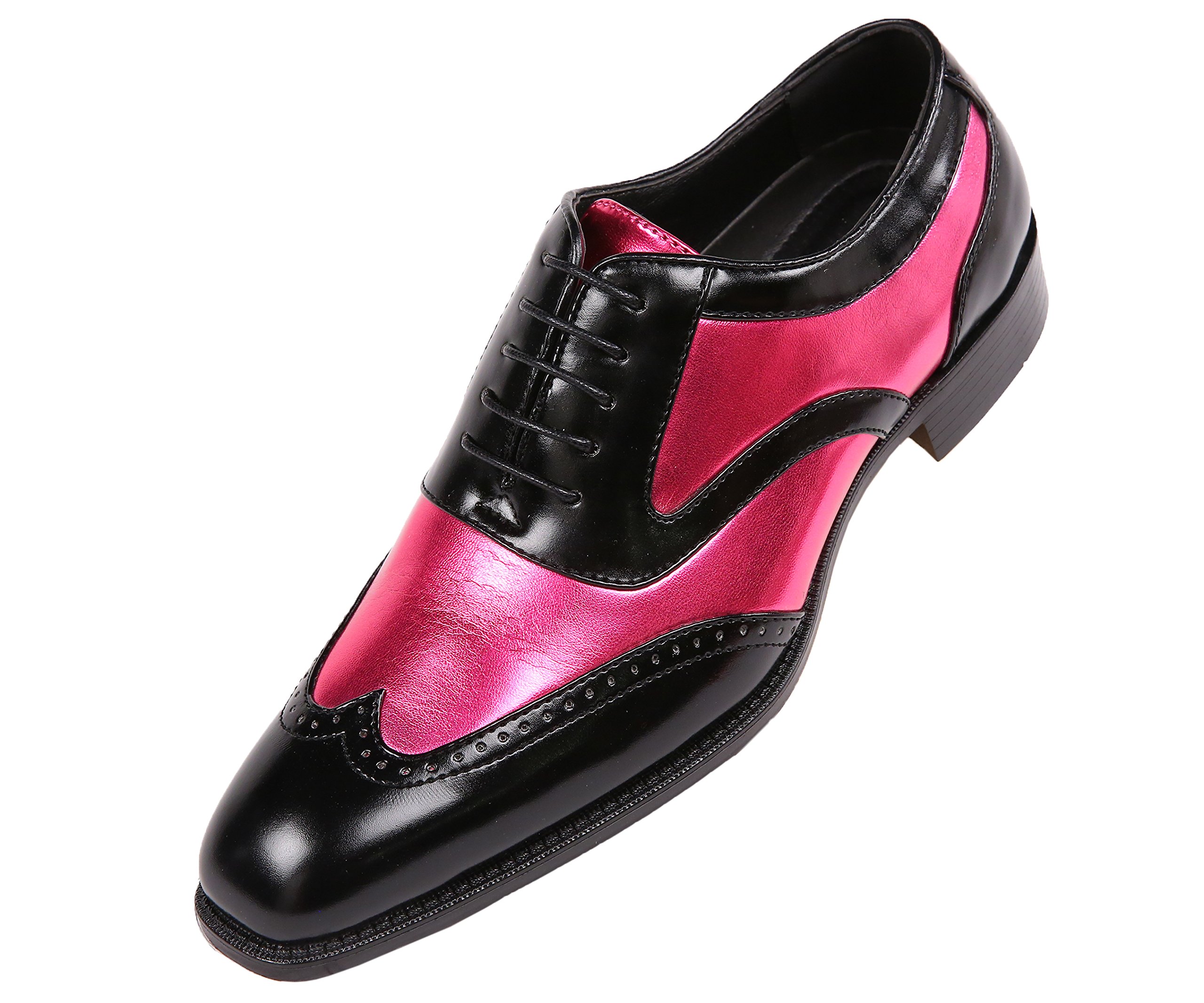Bolano Lawson Men's Dress Shoes - Classic Oxford & Wingtip Formal Shoes for Tuxedo & Business - Shiny Metallic Two-Tone Leather Shoes for Weddings, Office & Special Occasions