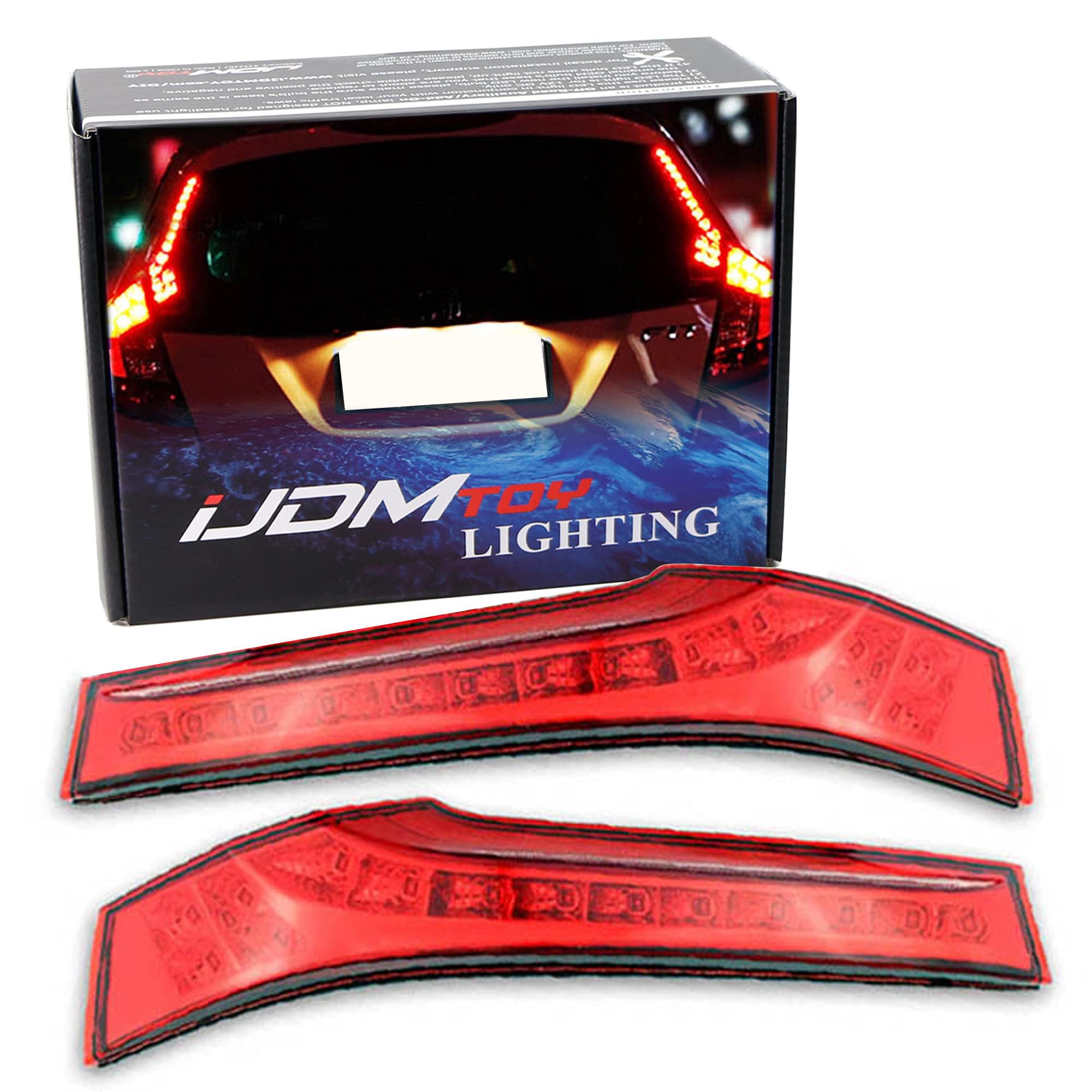 iJDMTOY Red LED Tail Lights & Brake Lights - Compatible with 2015-2020 Honda Fit, Direct OEM Replacement with 14 High-Power SMD LEDs | Enhanced Visibility & Style for Night Driving & Car Customization